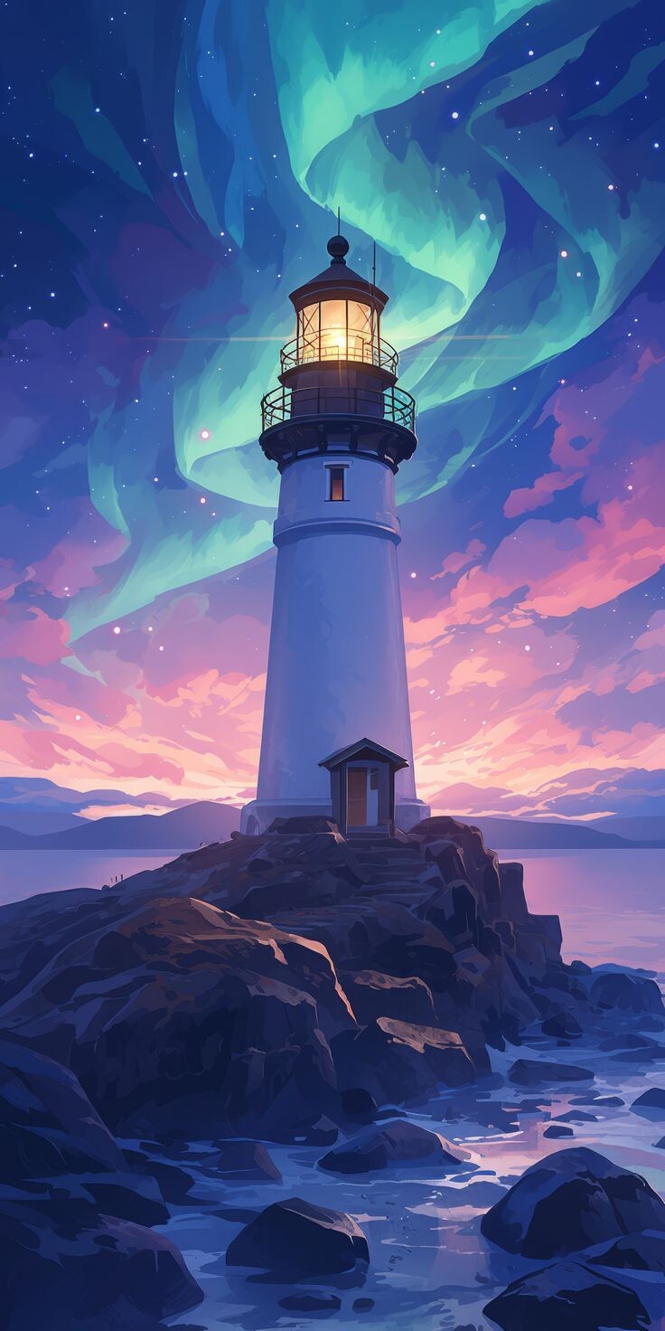 Lighthouse, Milky Way, Fantasy AI Art, Backdrop Image, Phone Wallpapers, Background Photos