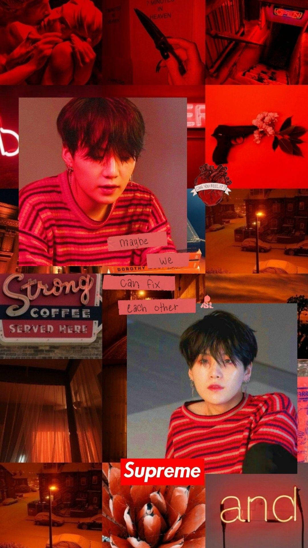 1080x1920 Download Cool Bts Suga Red Aesthetic, Phone