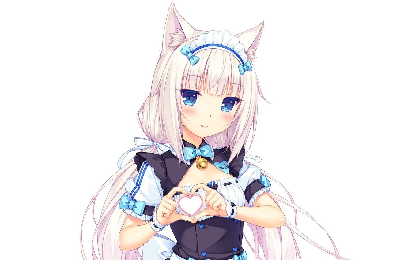 1340x850 Wallpaper kawaii, girl, nothing, anime, cat, pretty, asian, cute, japanese, oriental, asiatic, sugoi, visual novel, uniform, subarashii, bishojo image for desktop, section игры, Desktop