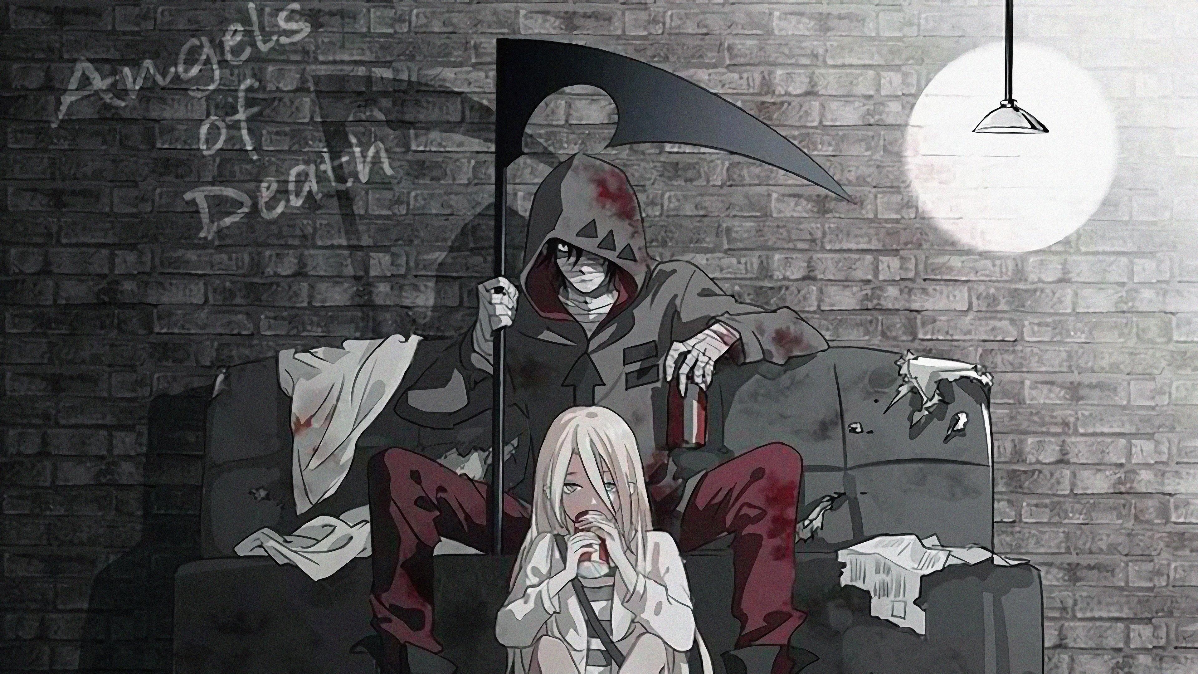 3840x2160 Download  wallpaper rachel gardner and zack, black and white, anime, 4k, uhd 16: widescreen,  HD image, background, 10096, Desktop