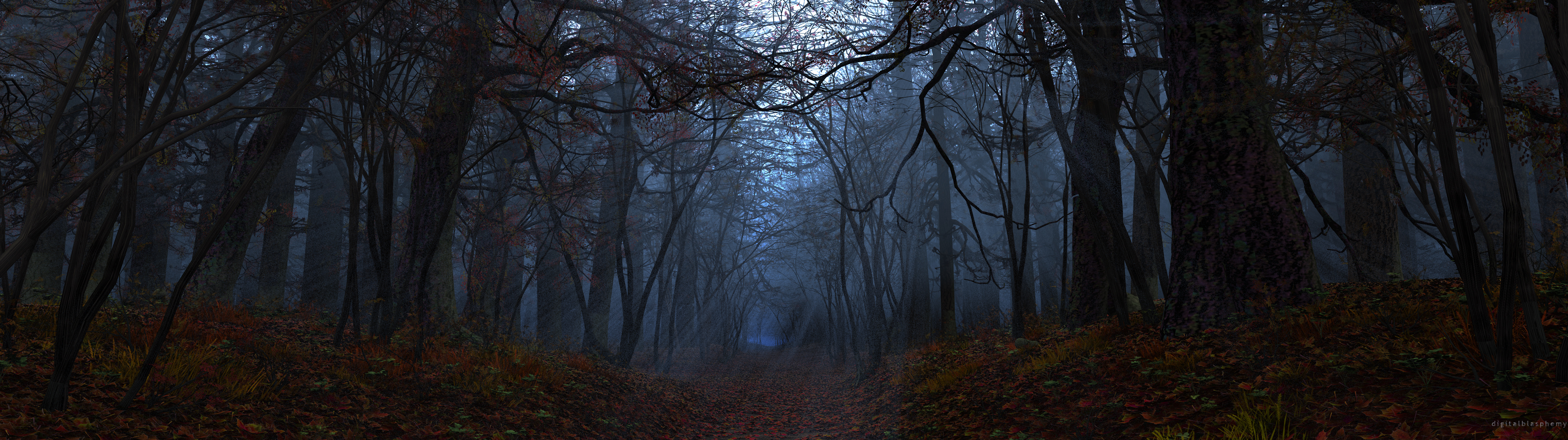 3840x1080 Haunted Autumn Wallpaper, Dual Screen