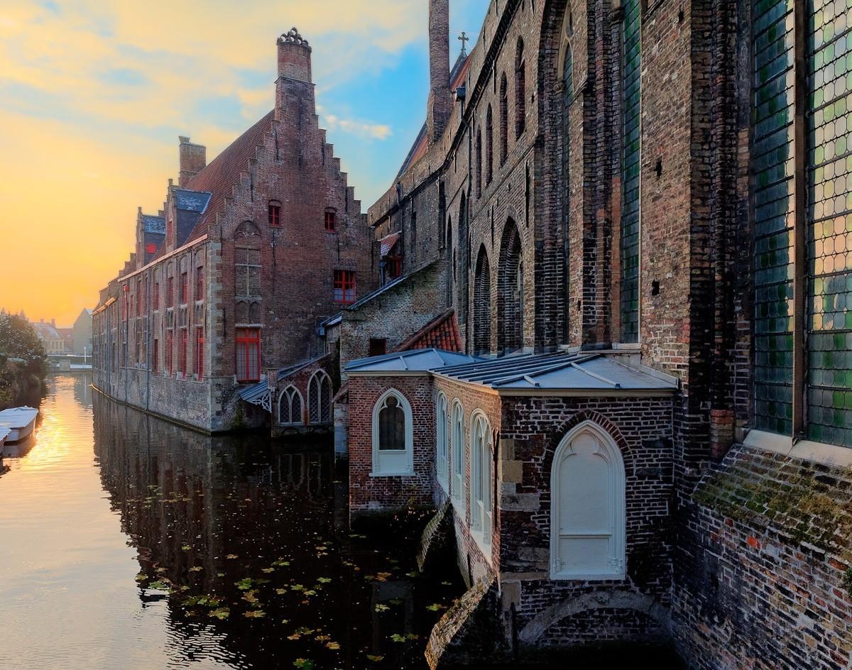 1200x950 Clouds houses europe belgium rivers cities bruges wallpaper, Desktop