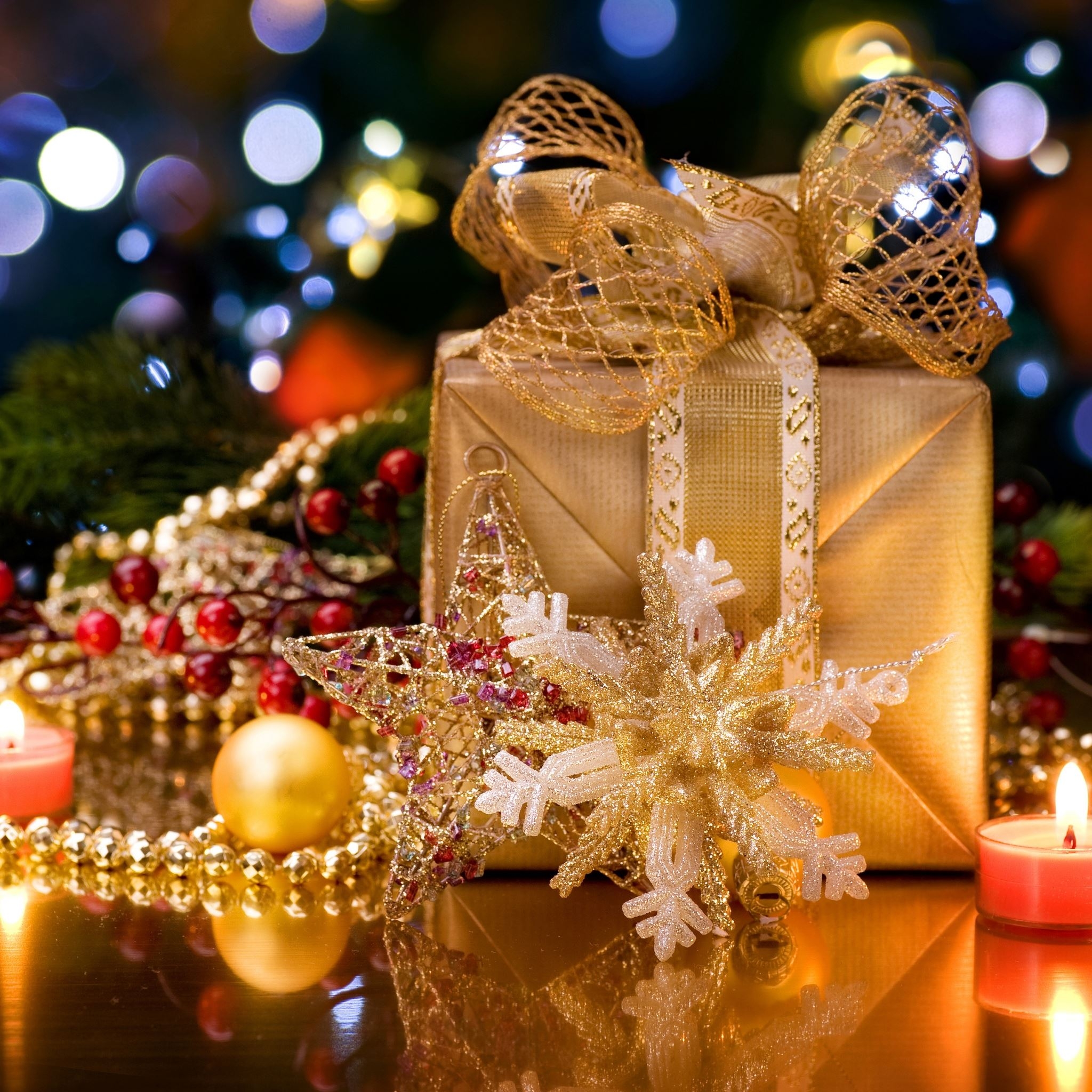 2050x2050 Christmas Gift Box iPad Air Wallpaper Free Download, Phone