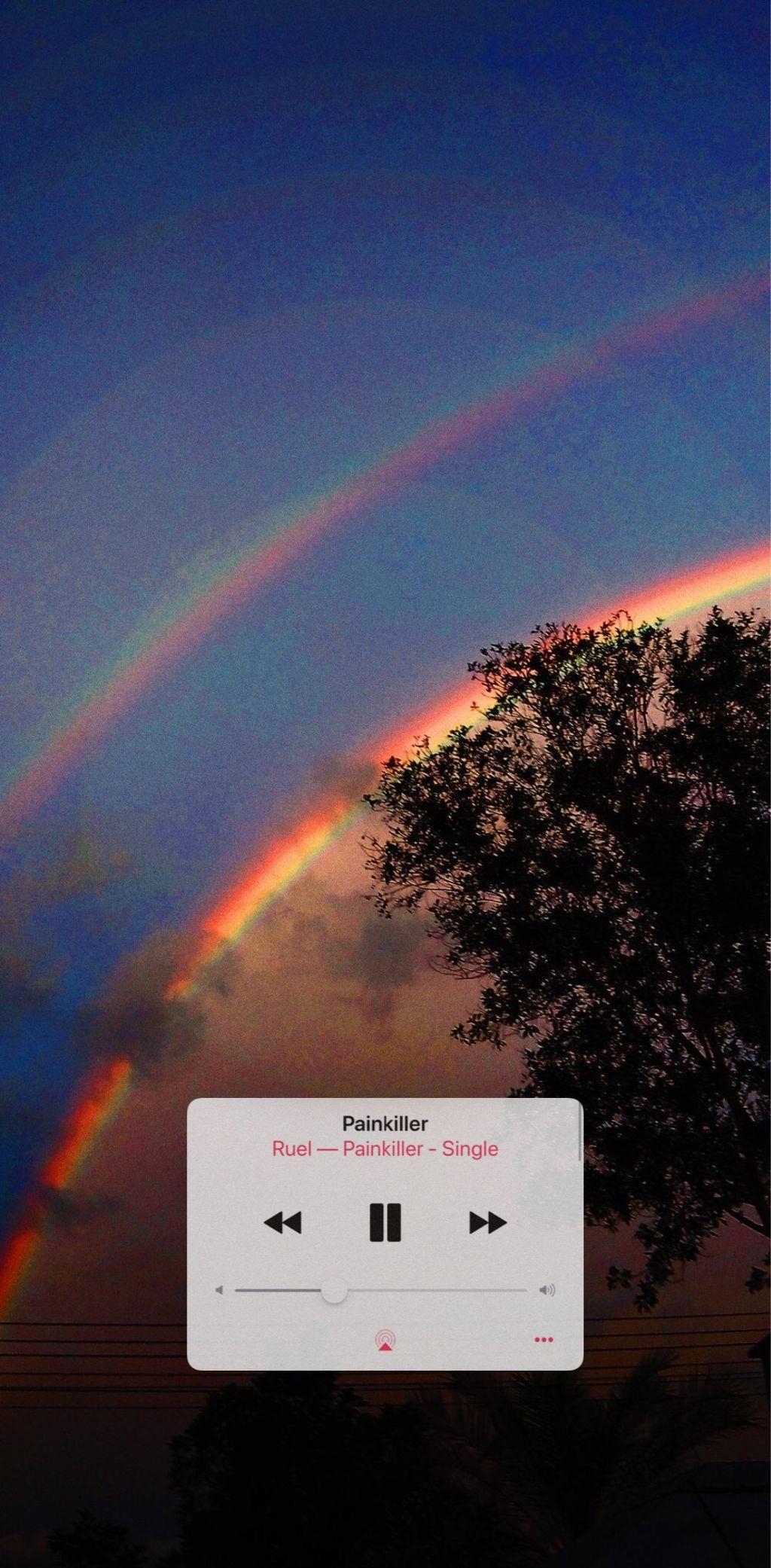 1030x2090 wallpaper aesthetic ruel painkiller music rainbow trees, Phone