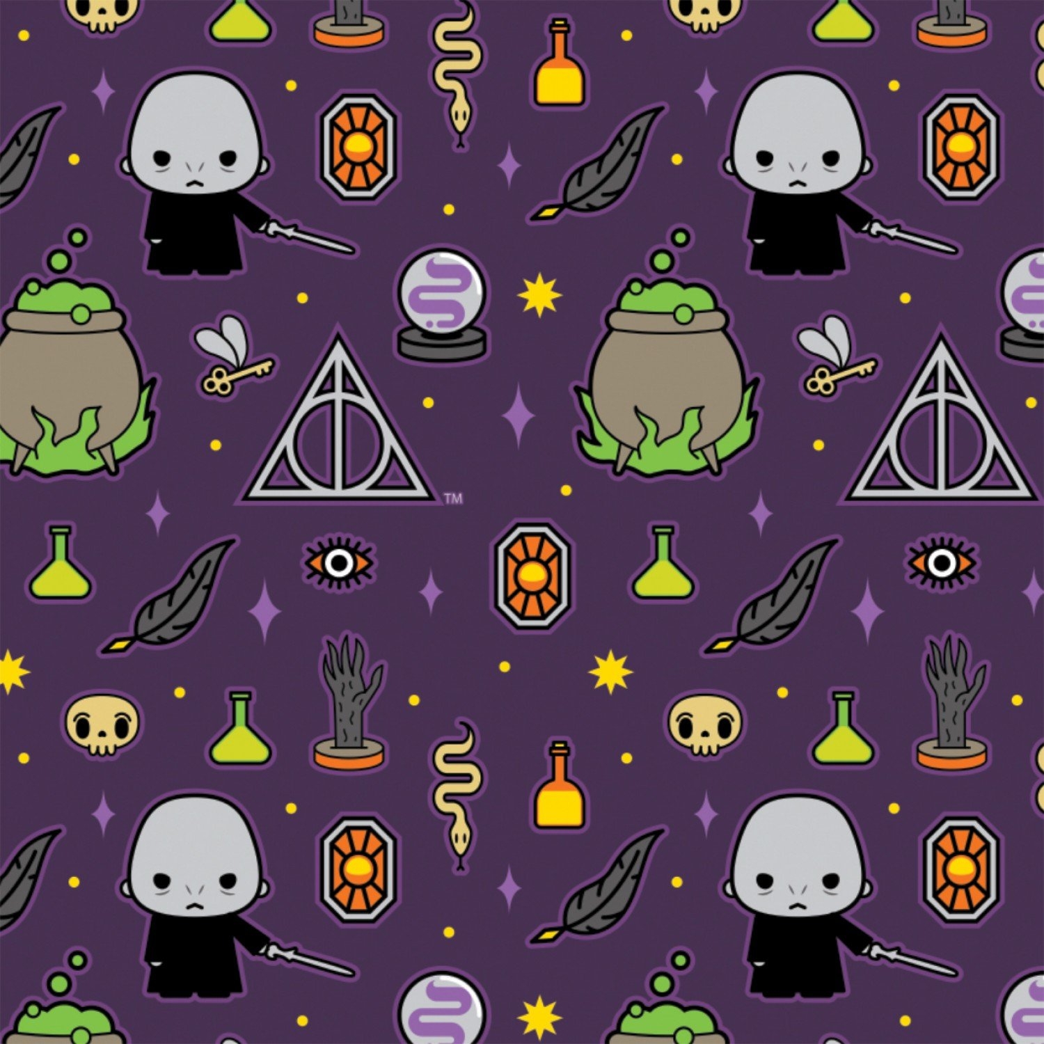 1500x1500 Harry Potter Halloween Kawaii Dark Arts Purple 100% Cotton Sold, Phone