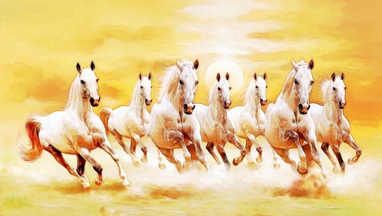 1280x730 Image result for 7 horses vastu HD wallpaper. Horse canvas painting, White horse painting, Horse painting, Desktop