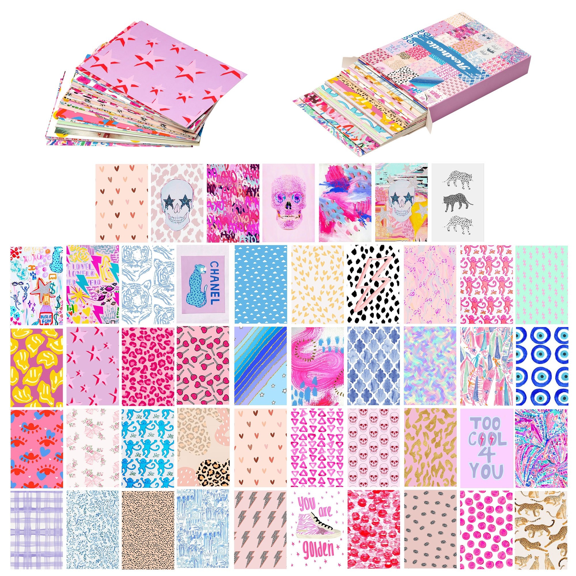 2000x2000 50PCS Preppy Aesthetic Picture Wall Collage Kit, Retro Style Photo Co, Phone