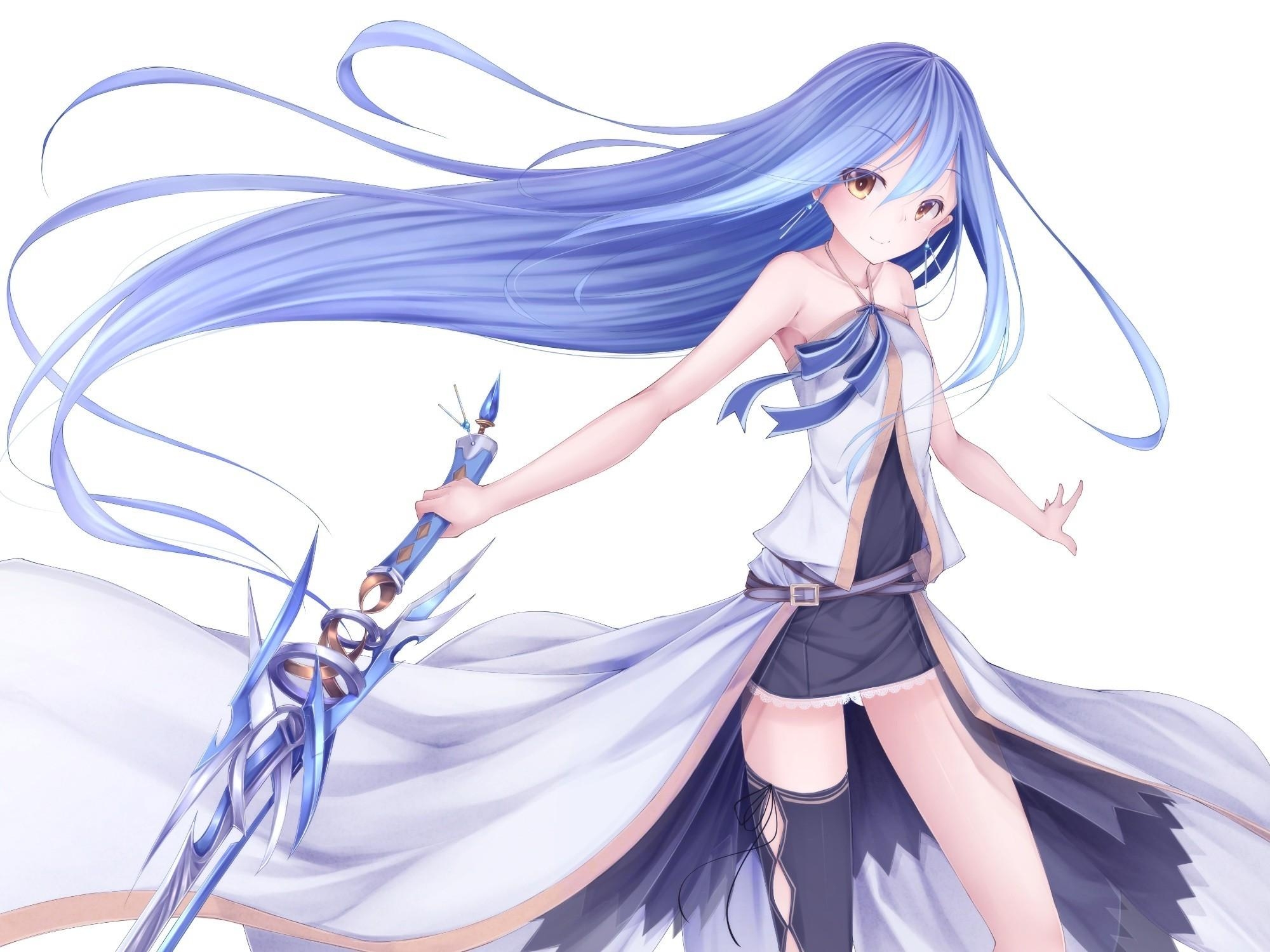 2000x1500 anime, Anime Girls, Blue Hair, Long Hair, Original Characters, Desktop