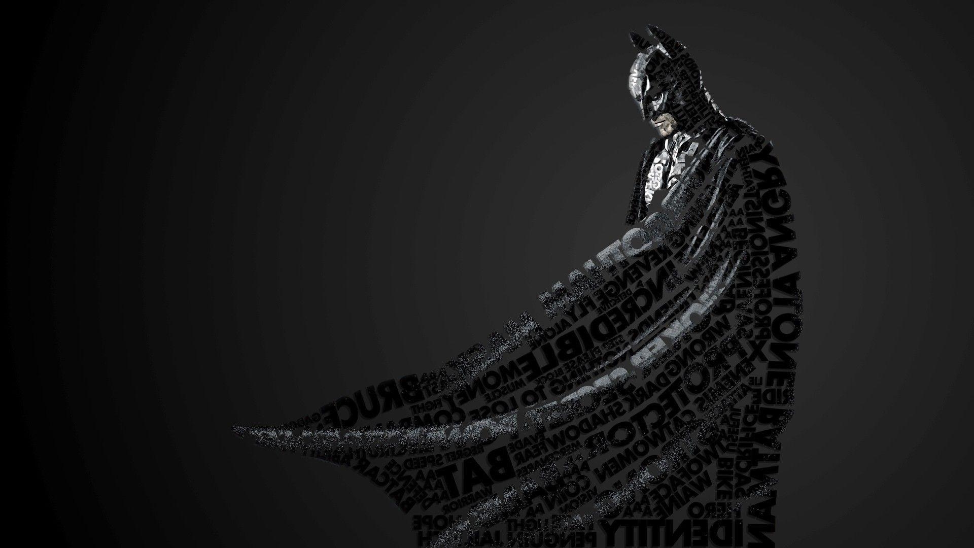 1920x1080 Batman, Artwork, DC Comics, Quote, Typographic Portraits, Desktop