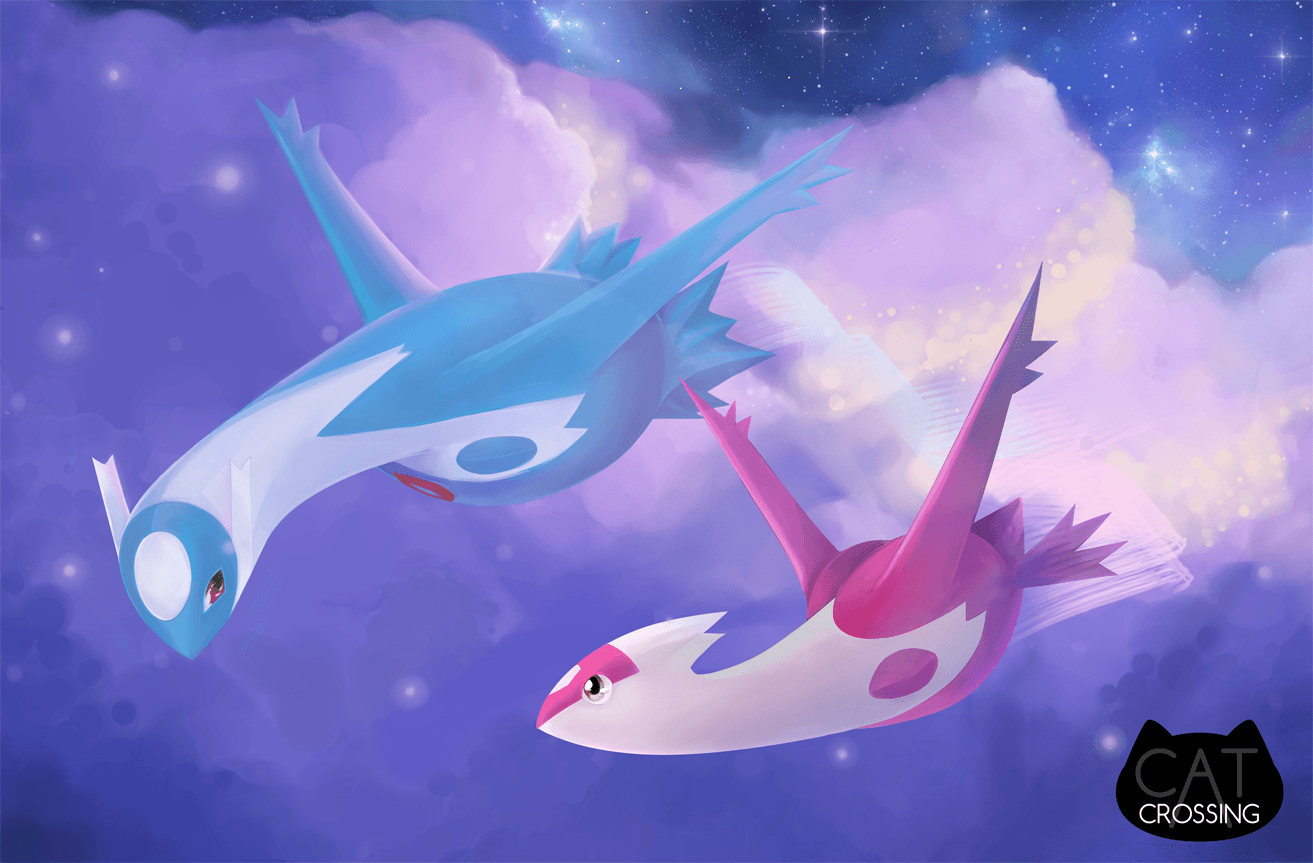 1320x870 Night Flight: Latios and Latias, Desktop