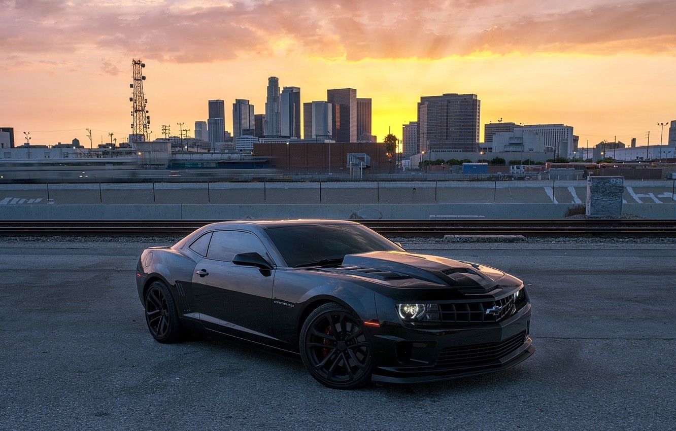 1340x850 Wallpaper sunset, black, Chevrolet, black, chevrolet, camaro ss, Camaro image for desktop, section chevrolet, Desktop