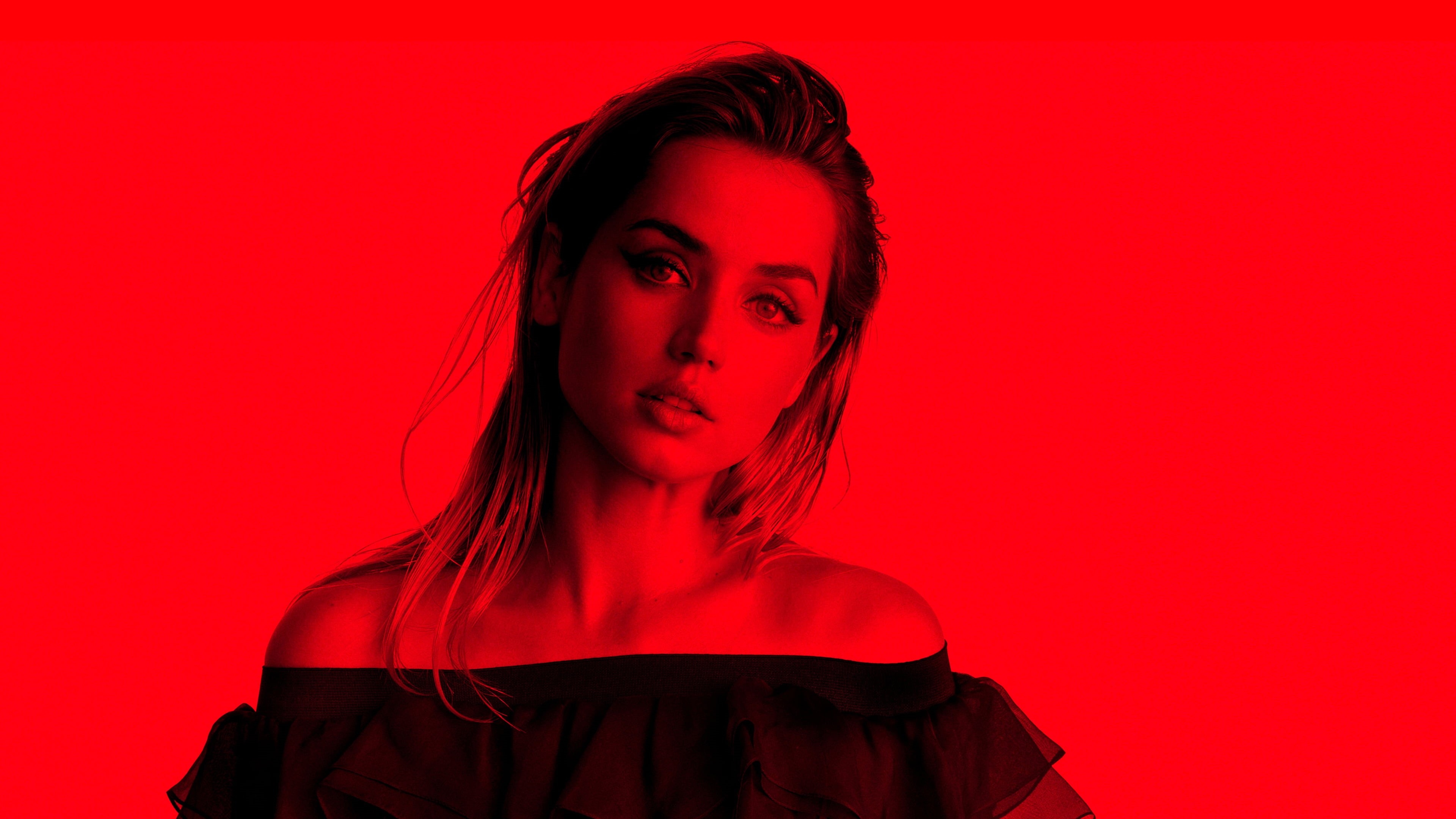 3840x2160 red background, Ana de Armas HD Wallpaper, Desktop