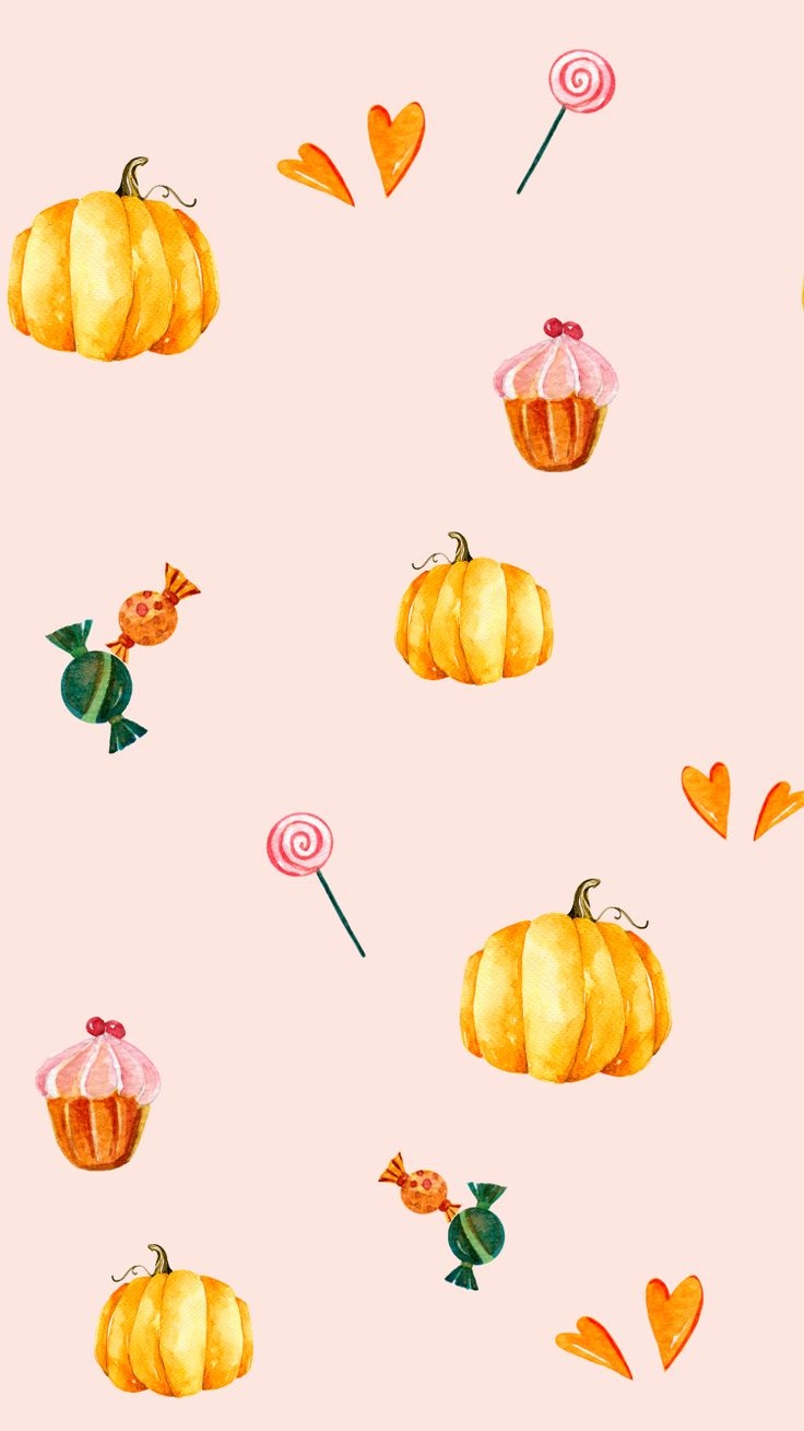 740x1310 PASTEL PUMPKINS AND SWEET TREATS DESKTOP WALLPAPER, Phone