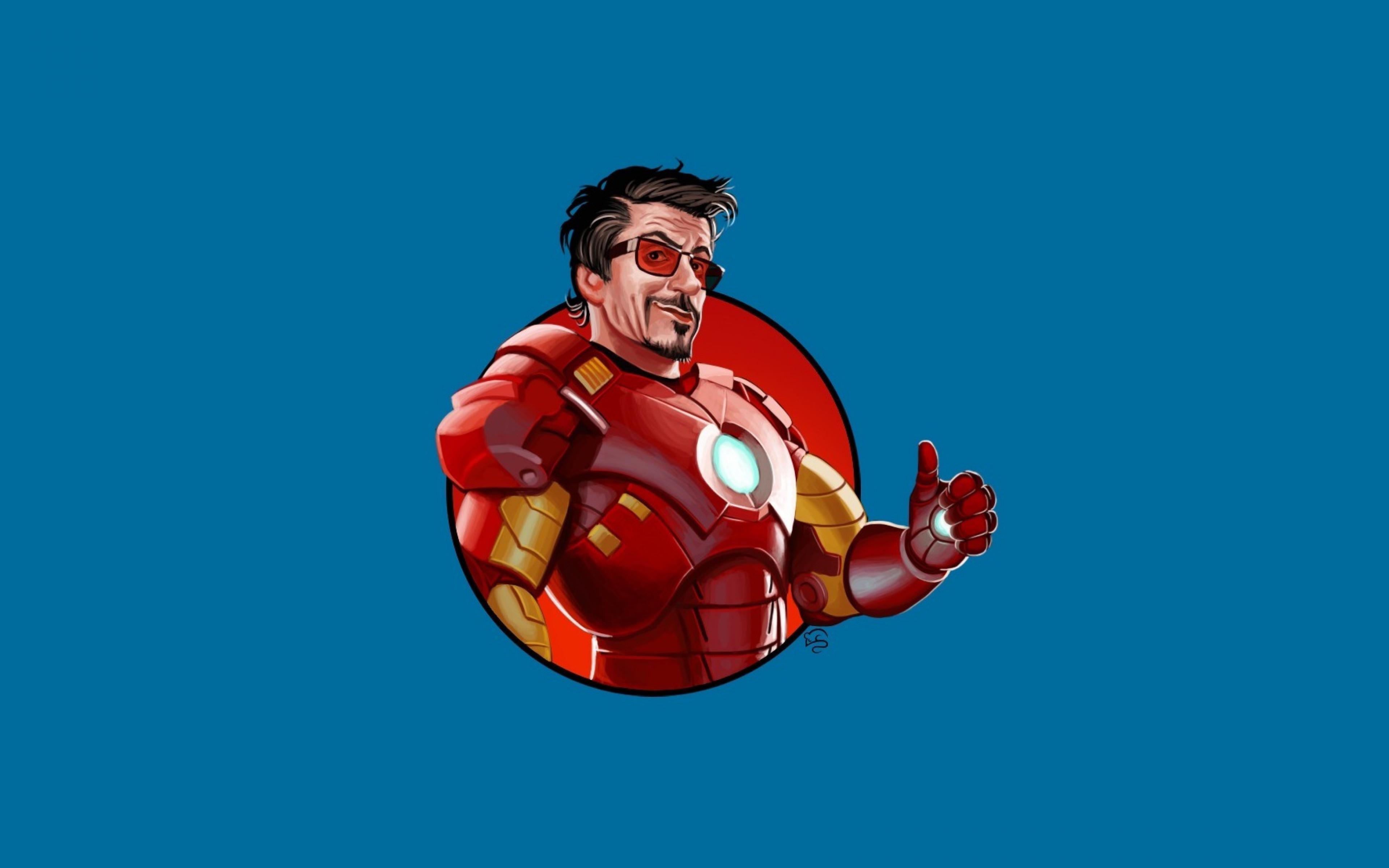 3840x2400 HD Background Iron Man Art Minimalism Tony Stark Blue Red Icon, Desktop
