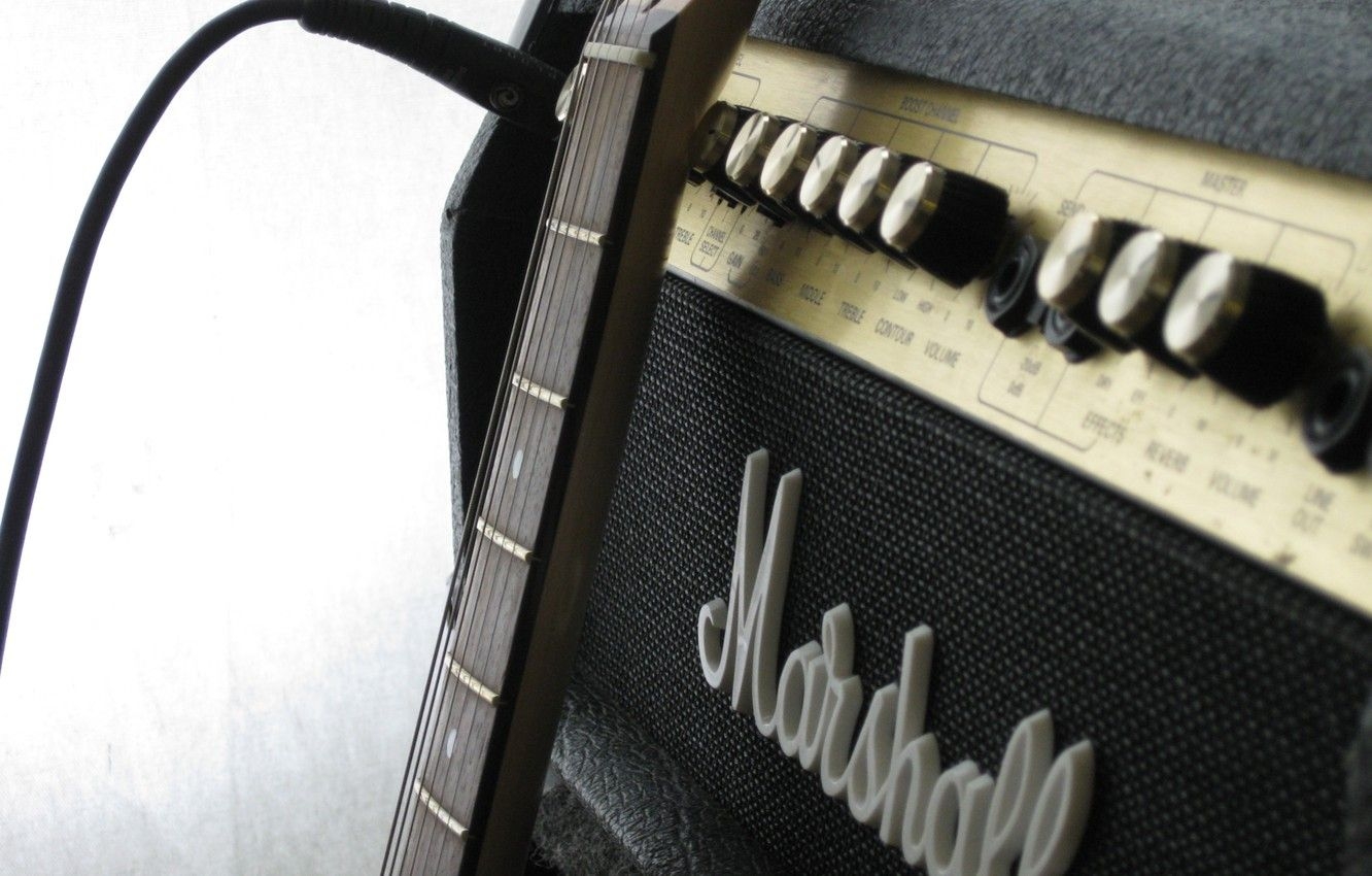 1340x850 Wallpaper macro, photo, guitar, marshall, the amplifier image, Desktop