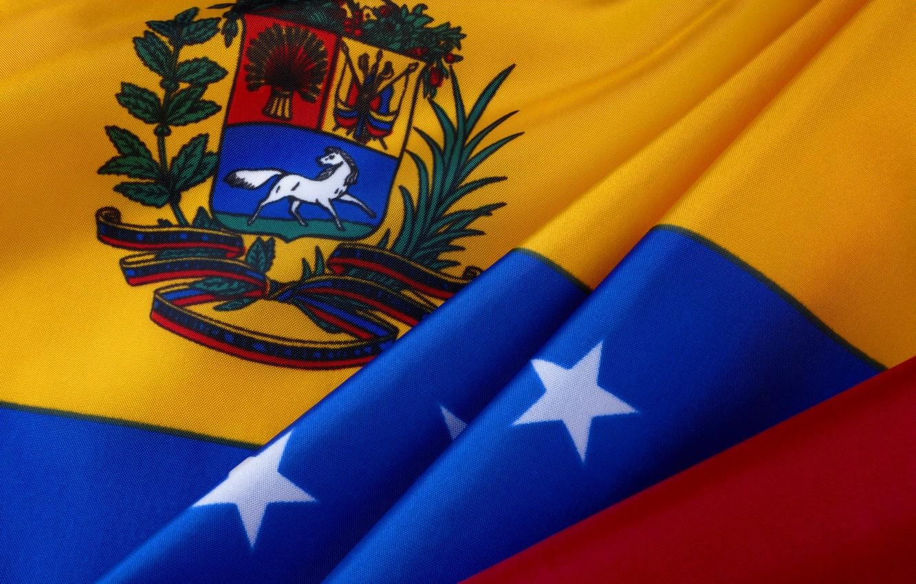 1340x850 Wallpaper stars, flag, coat of arms, stars, Venezuela, fon, flag, Desktop