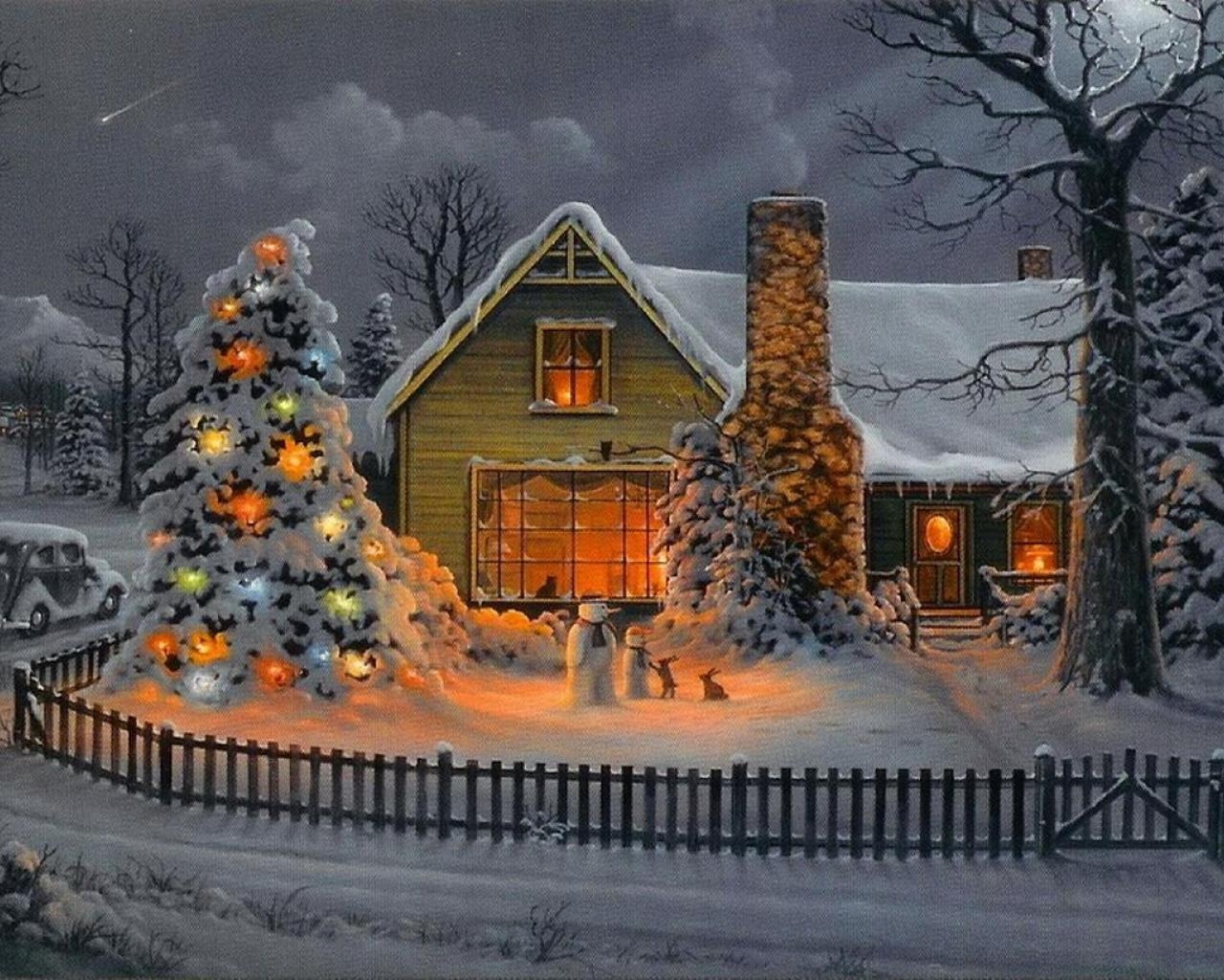 1280x1030 Christmas Houses Desktop Wallpaper Free Christmas, Desktop