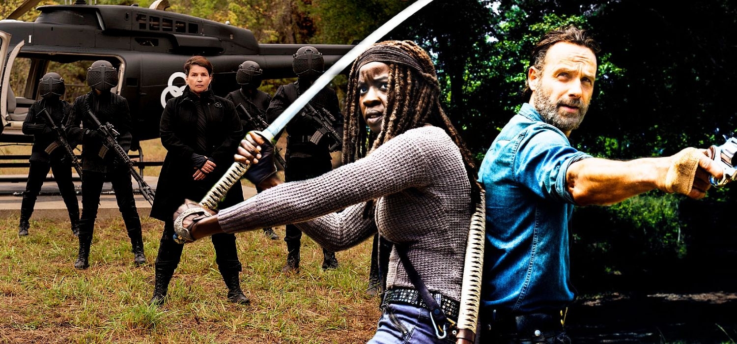 1500x700 Rick & Michonne Against Flaming Zombies, Dual Screen