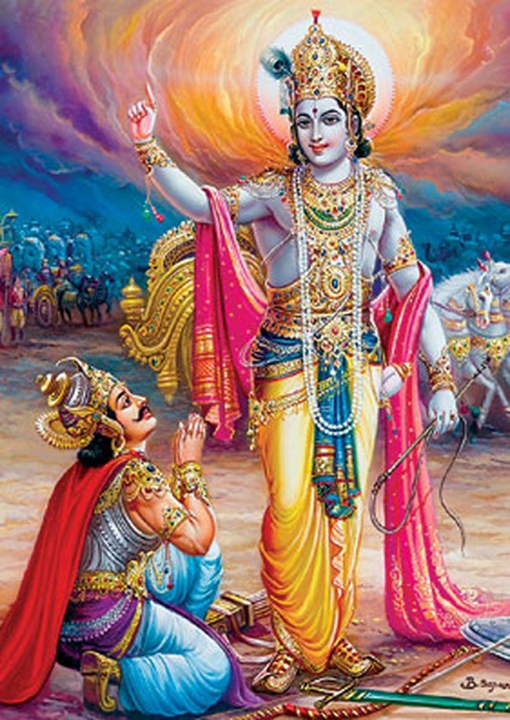 1030x1450 Wallpaper Lord Krishna With Arjuna Sri Saying Bhagavad Gita To, Phone