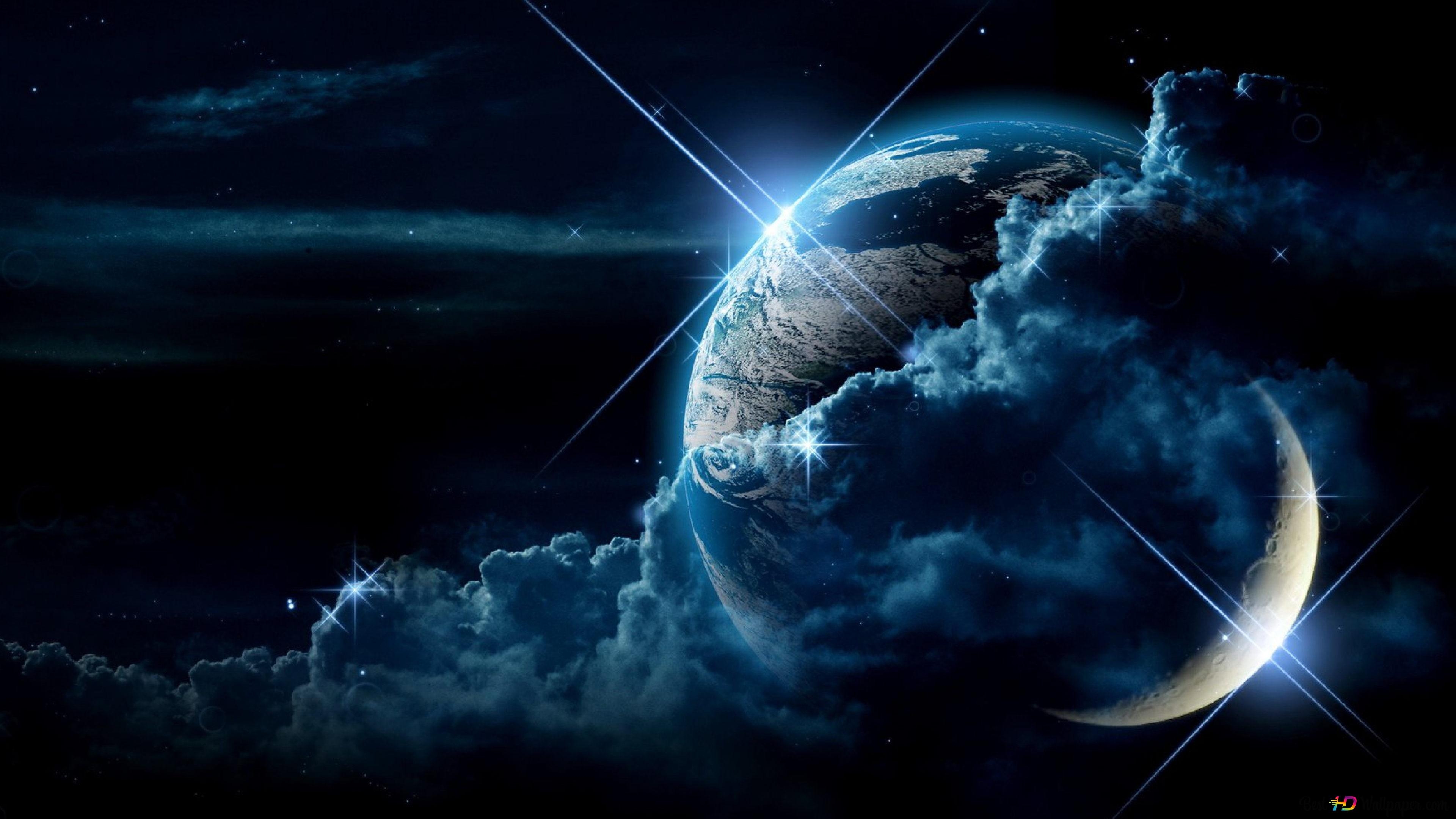 3840x2160 Moon and Planet 4K wallpaper download, Desktop