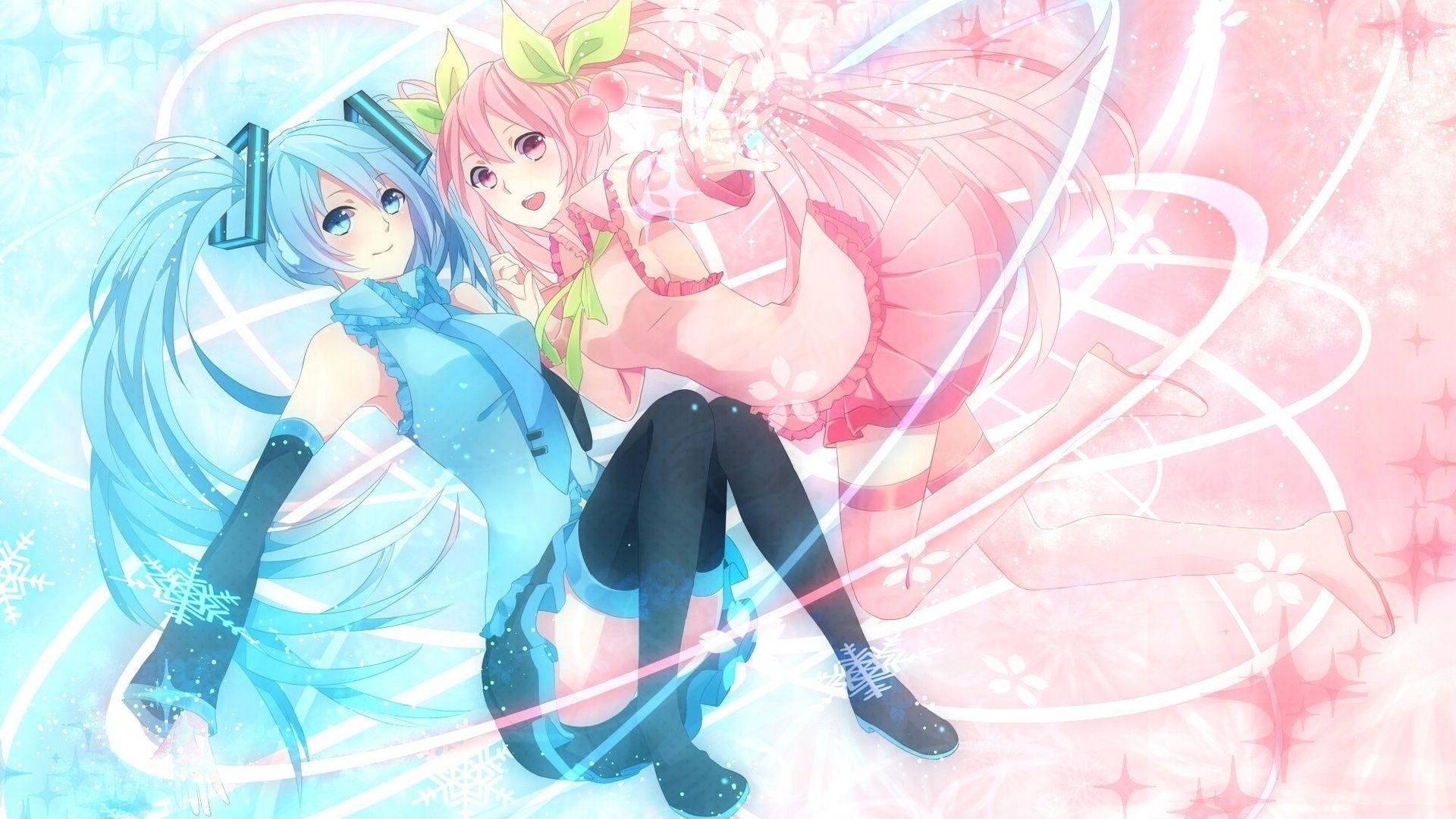 1920x1080 Sakura Miku, Vocaloid, Vocaloid, Snowflakes, Hatsune, Desktop