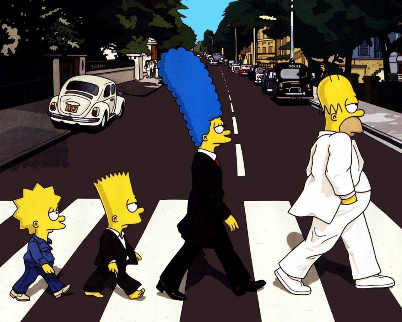 1280x1030 Wallpaper simpsons, simpsons, transition, the beatles, abbey road, Desktop