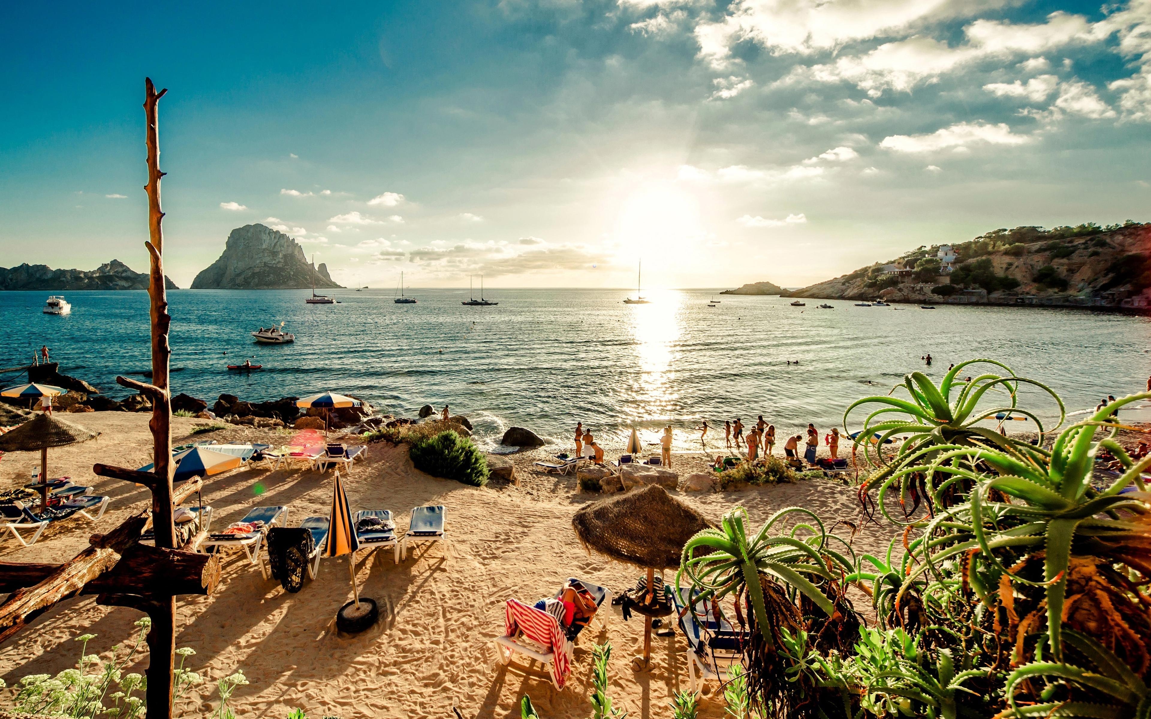 3840x2400 Download wallpaper Ibiza, 4k, beach, sea, summer vacation, Spain, Desktop