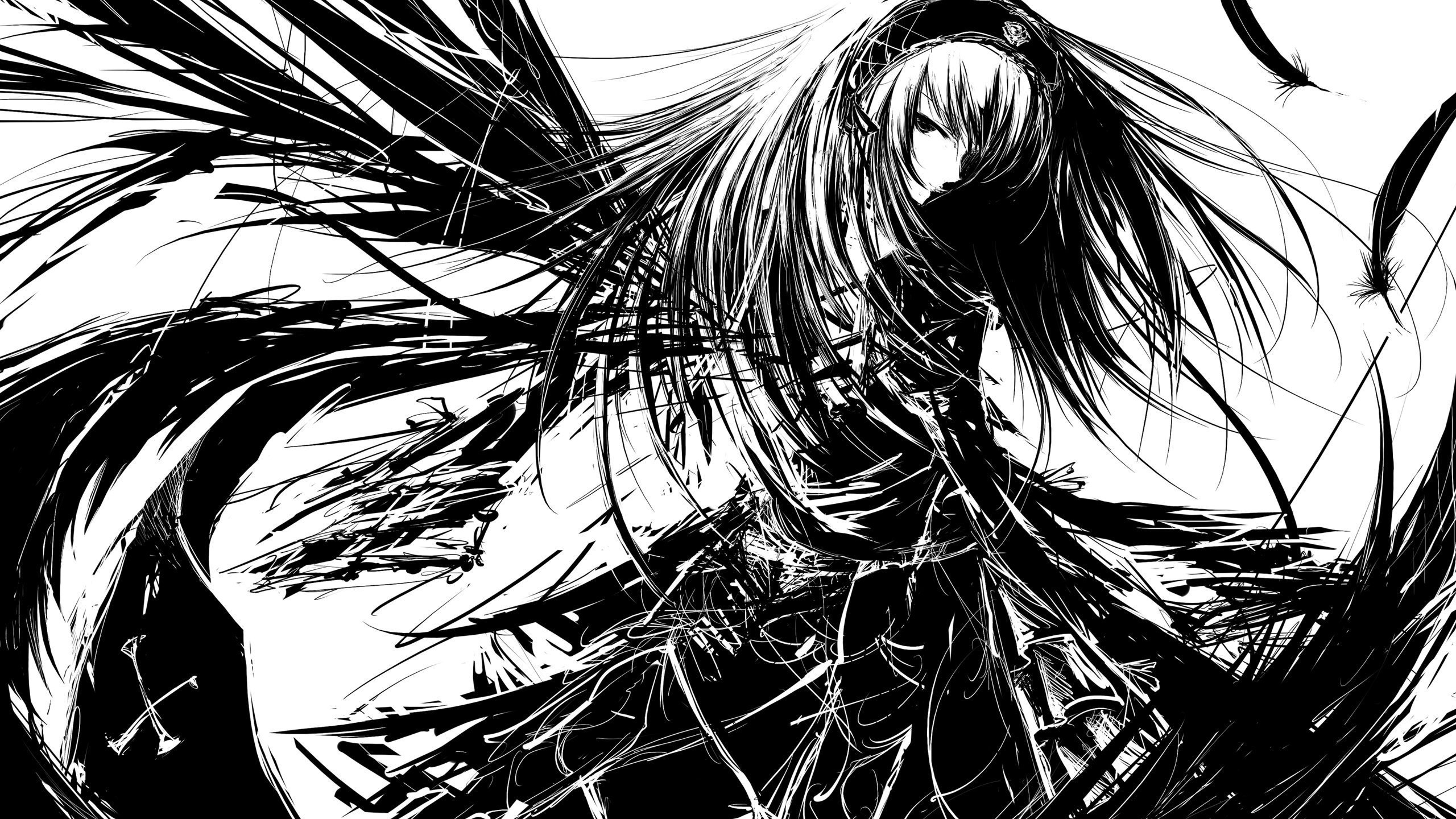 2560x1440 Dark Anime Girl, Desktop