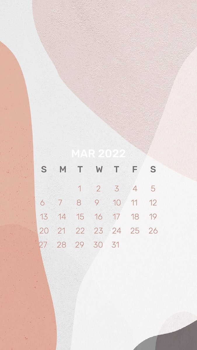 680x1200 Aesthetic 2022 March calendar, printable, Phone