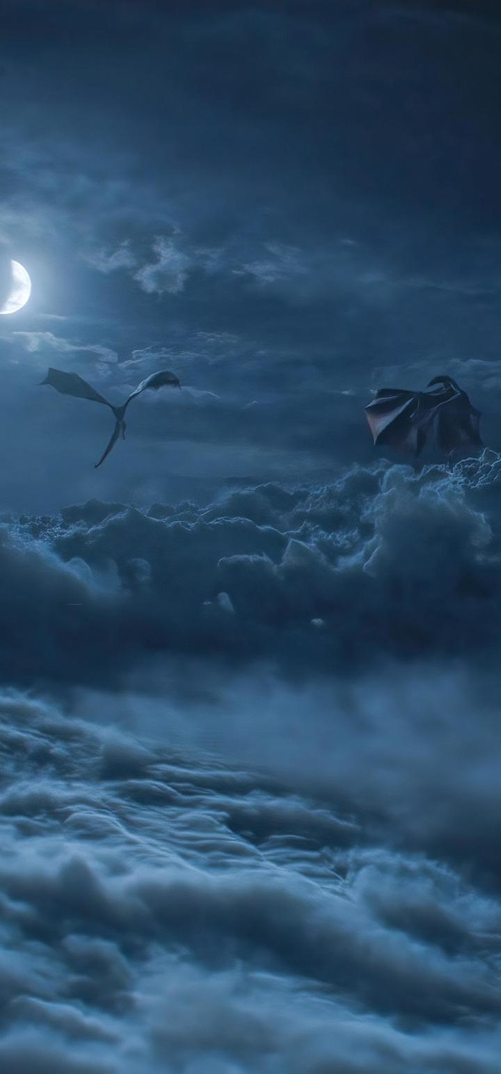 720x1550 Dragons Above Cloud Game Of Throne Season 8, Phone