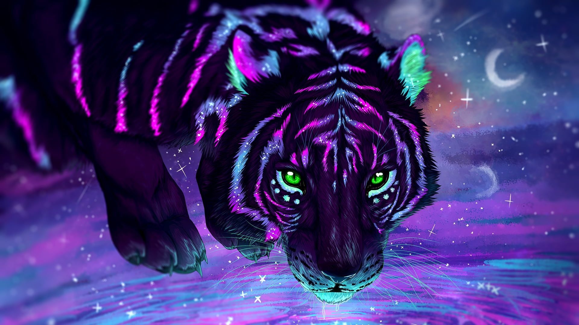 1920x1080 Galaxy Tiger Wallpaper, Desktop