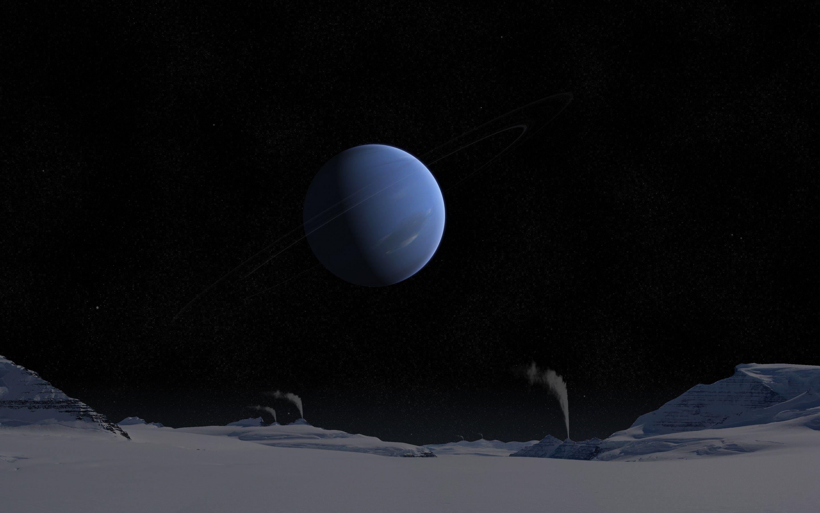 2880x1800 digital Art, Space, Universe, Planet, Neptune, CGI, Stars, Dark, Desktop