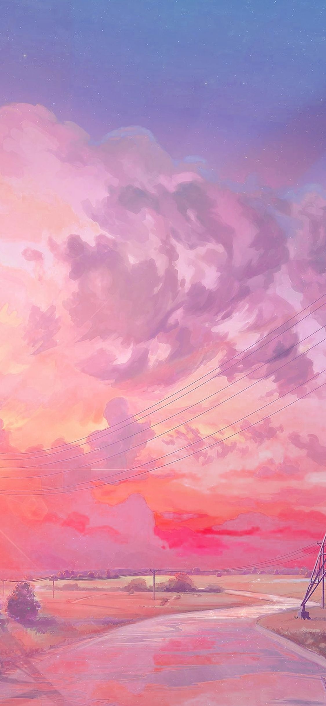 1130x2440 iPhone X wallpaper. arseniy chebynkin sunset illustration art pink, Phone