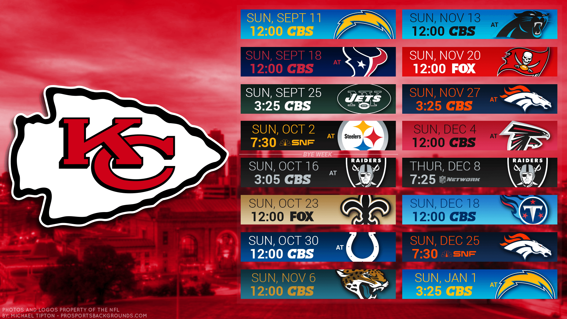 1920x1080 Kansas City Chiefs 2017 HD 4k Schedule Wallpaper, Desktop