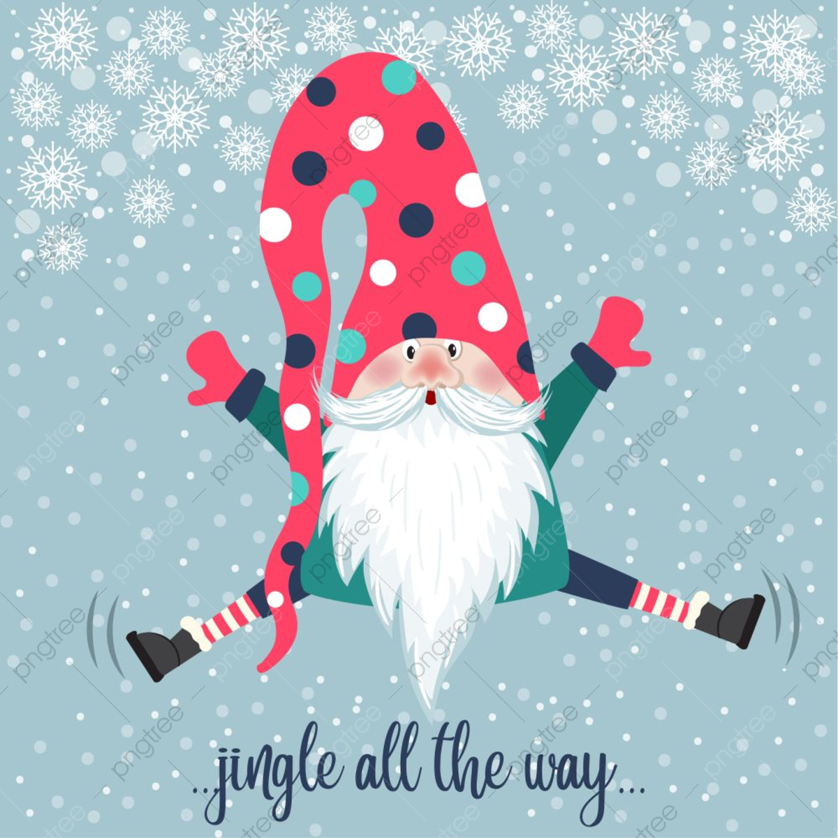 1200x1200 Cute Gnome Jump Christmas Holiday Background, Red, Cartoon, Poster Background Image for Free Download, Phone