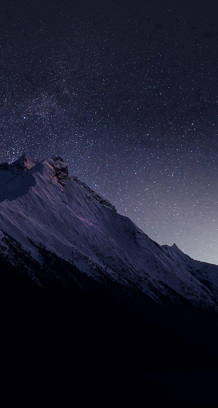 750x1400 22: Mountain Night Snow Dark Star iPhone 5s wallpaper. my, Phone