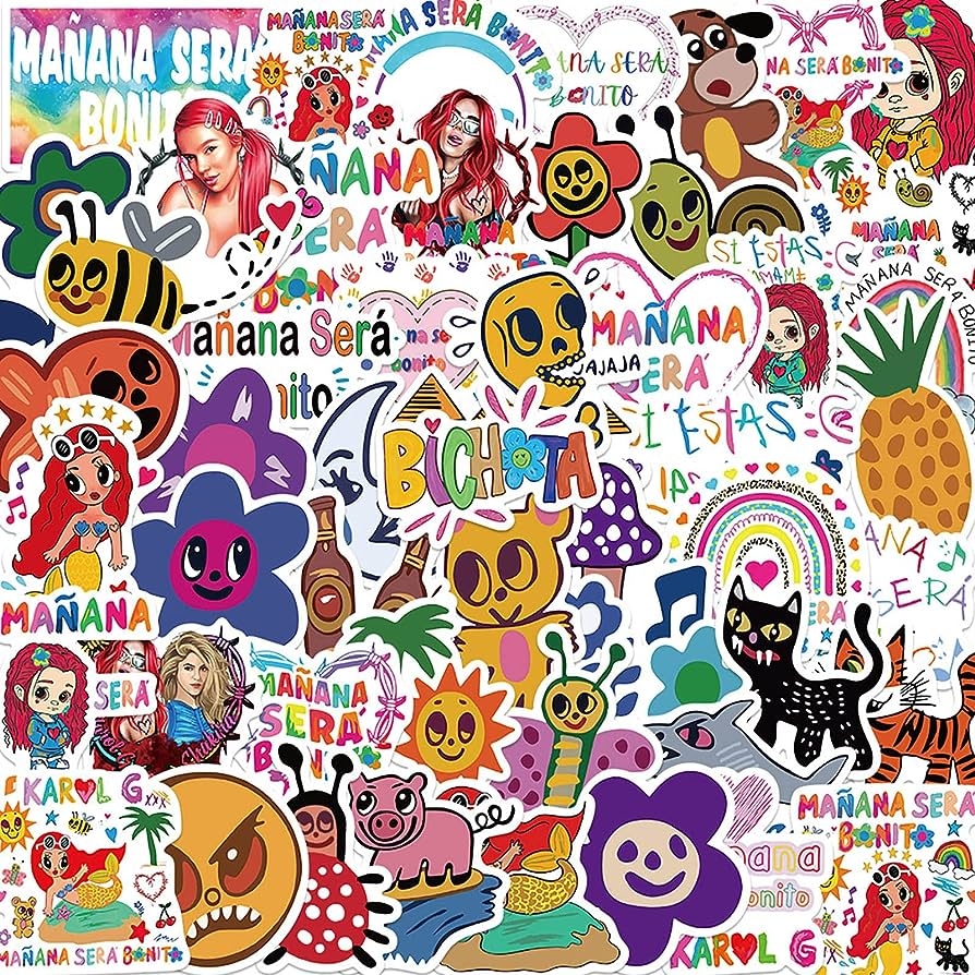 900x900 52pcs Manana Sera Bonito Stickers Karol G Stickers for Teen Laptops, Vinyl Waterproof Stickers Cool Cartoon Music Album Stickers for Water Bottle Computer Bumper Guitar Phone Journal, Phone