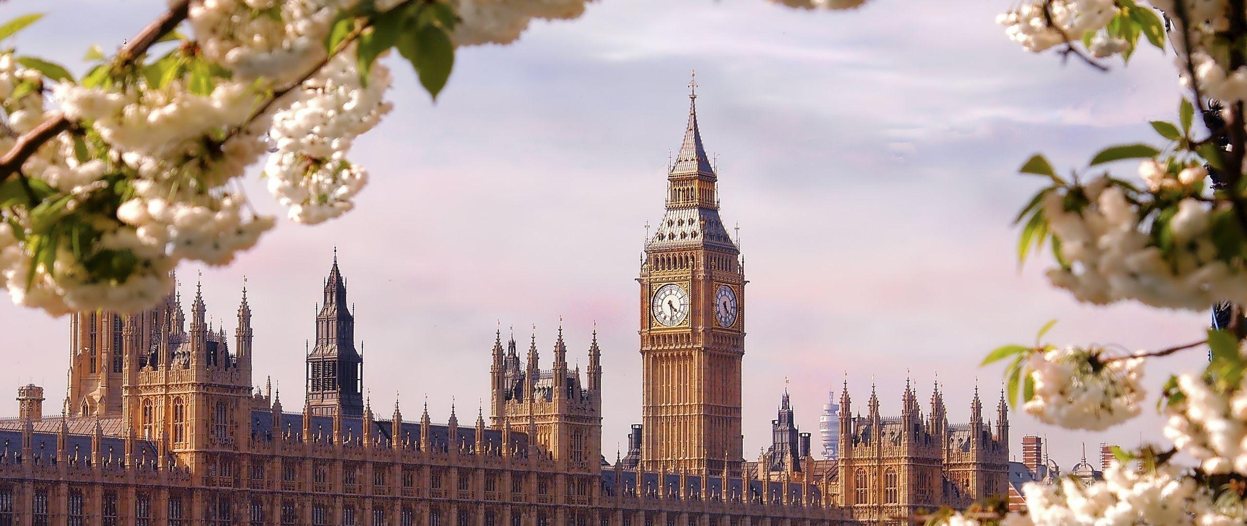 2560x1080 Wallpaper city, england, london, houses of parliament, Dual Screen