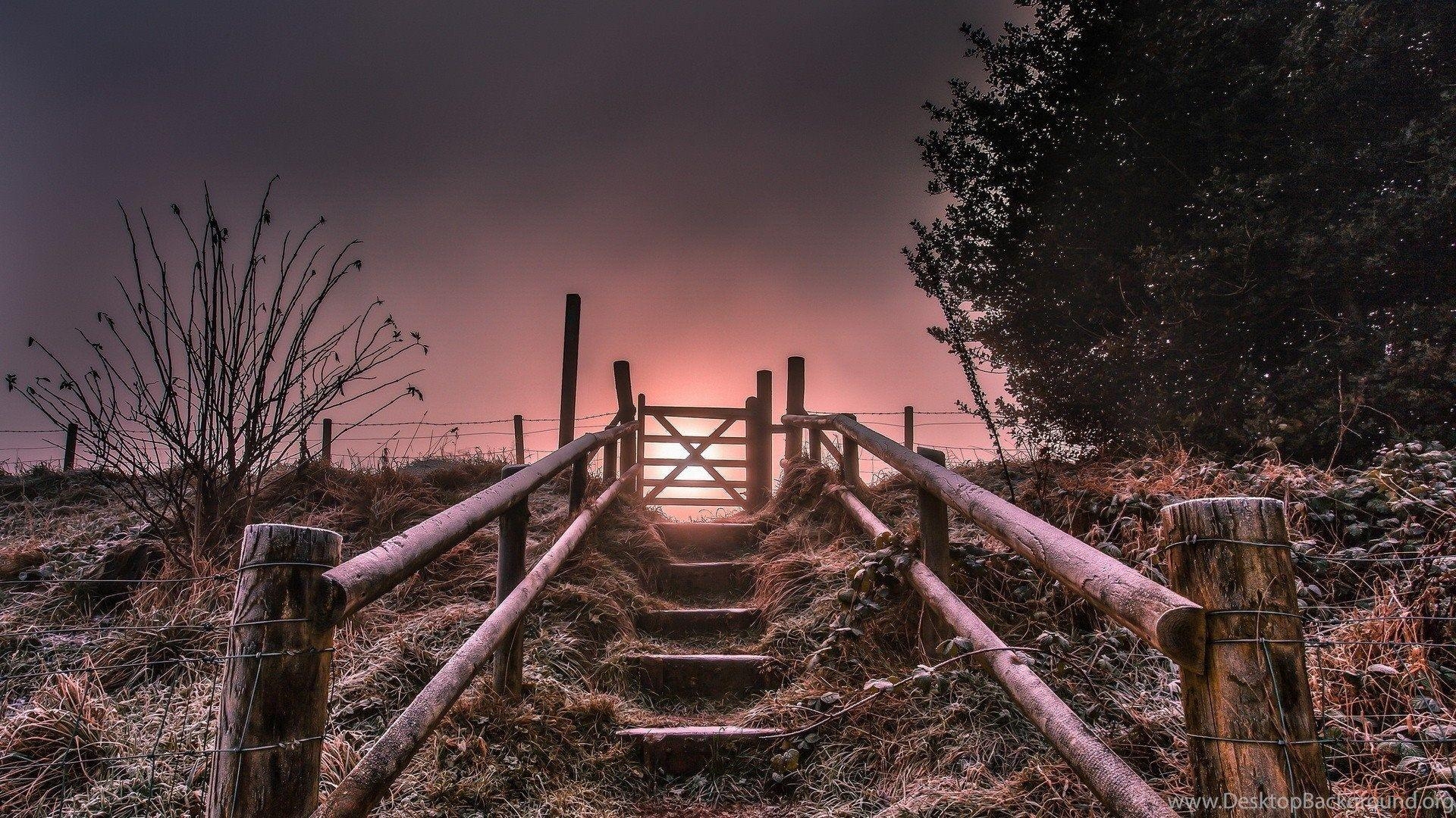 1920x1080 Other: Stairway Magenta Heaven Steps Rails Gate Sun Wallpaper, Desktop