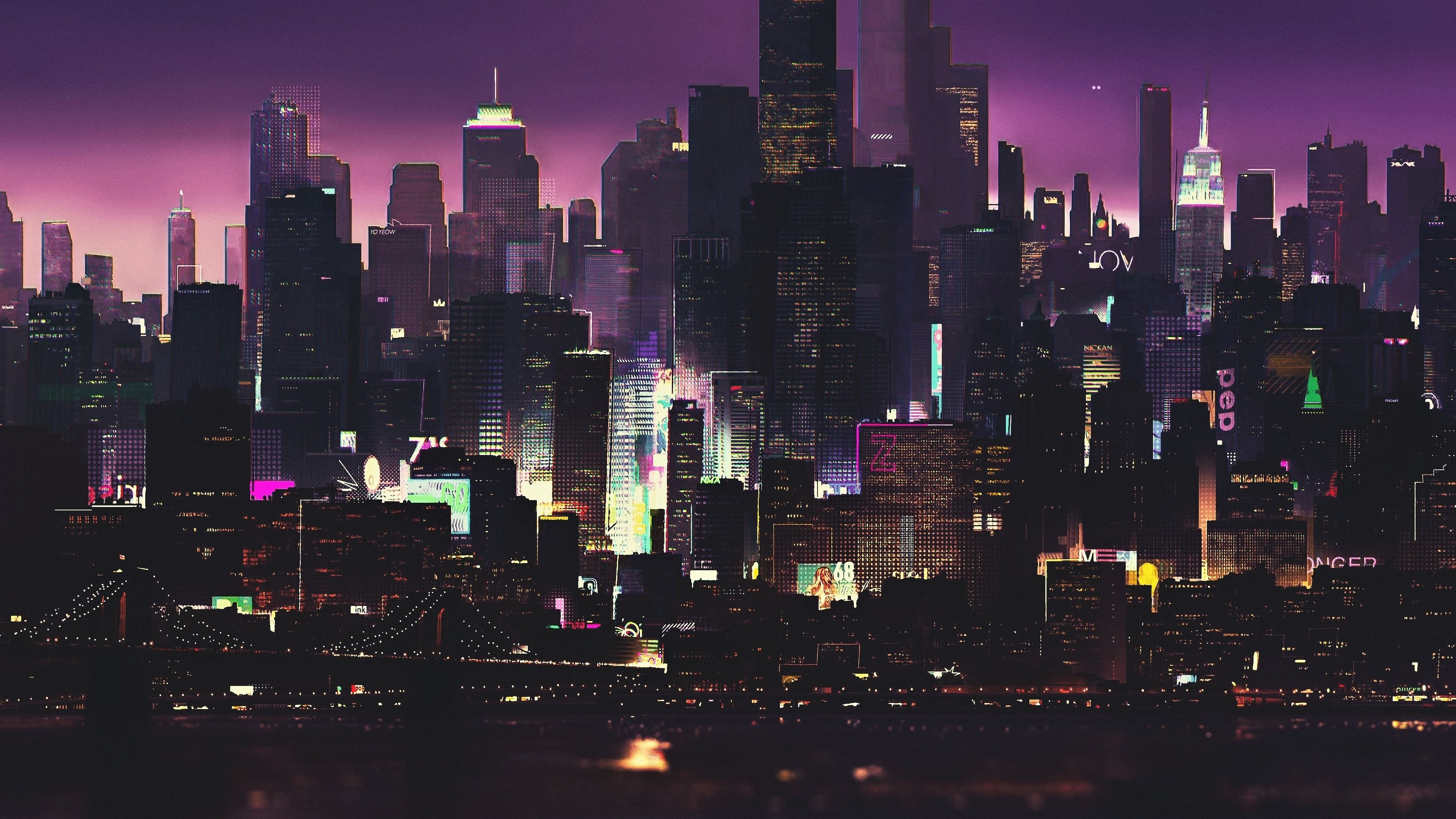 3840x2160 Download  wallpaper cyberpunk, buildings, dark, night, Desktop