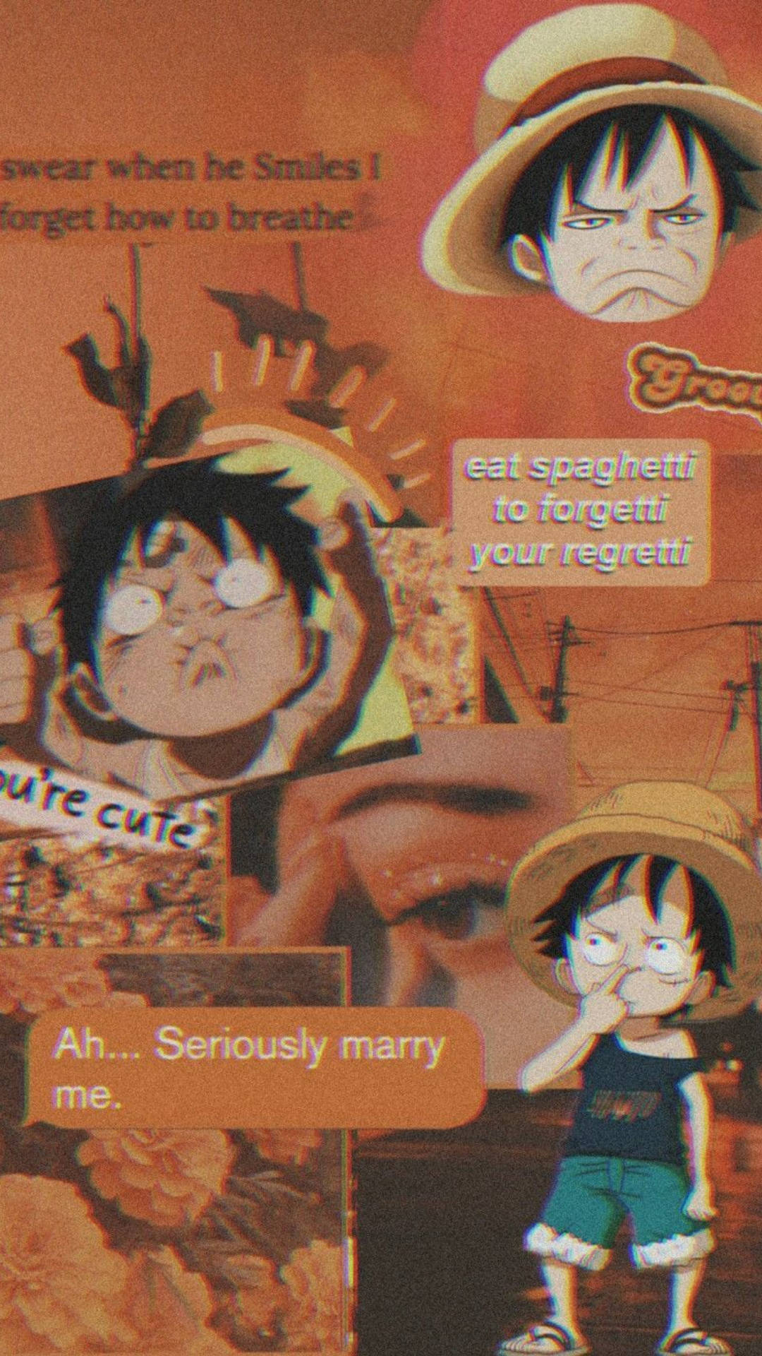 1080x1920 Download Orange Young Luffy Aesthetic Wallpaper, Phone