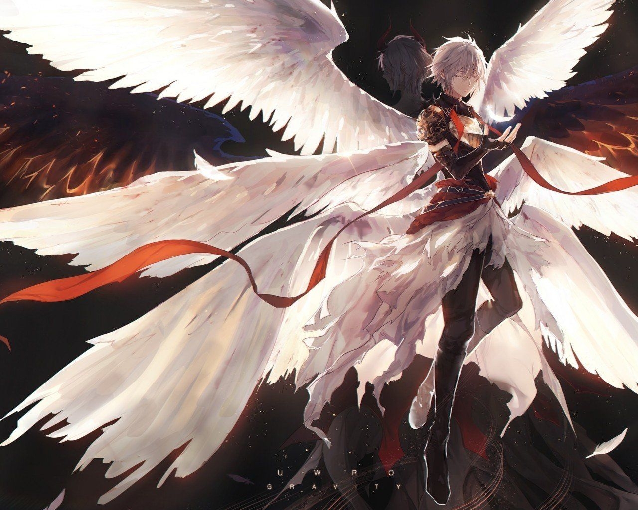 1280x1030 Anime Wallpaper Angel And Devil, Desktop