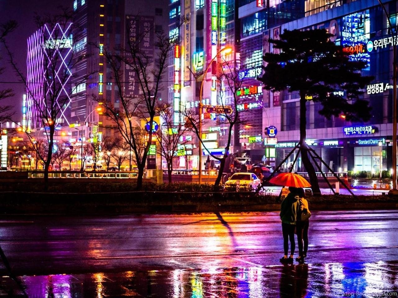 1280x960 Rainy Night In Busan Wallpaper Desktop Background, Desktop