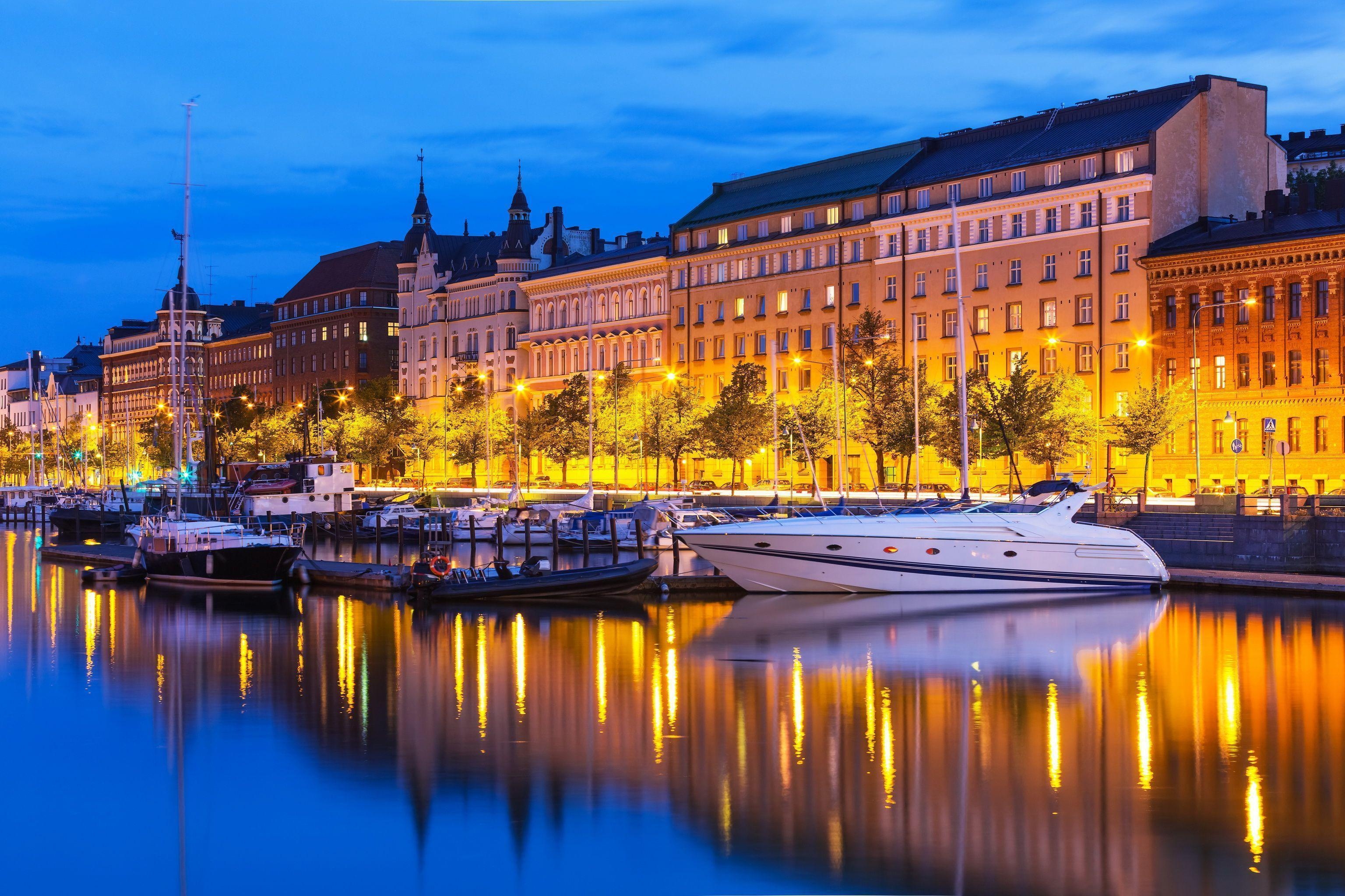 3080x2050 Wallpaper Finland Houses Rivers Yacht Helsinki Night Cities Image, Desktop