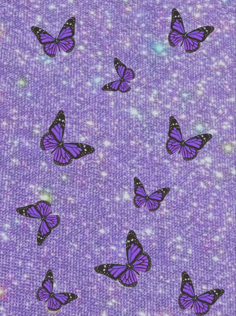 900x1200 Aesthetic purple sparkle butterfly background, Phone