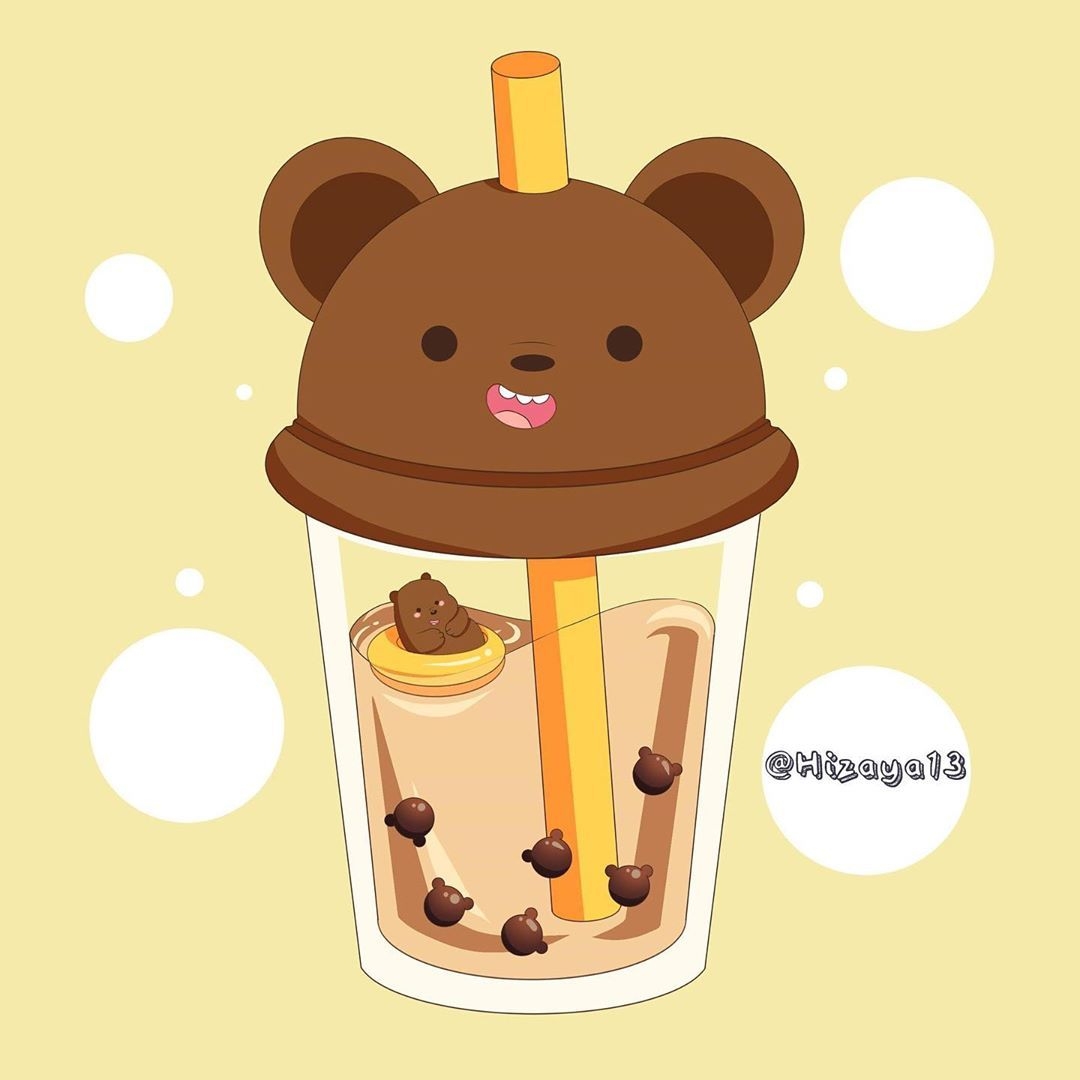 1080x1080 Hizaya13 On Instagram: “Latte Flavour With Bear Boba For Grizz #webearbears #grizzly #gr. Cute Panda Wallpaper, Cute Cartoon Wallpaper, We Bare Bears Wallpaper, Phone