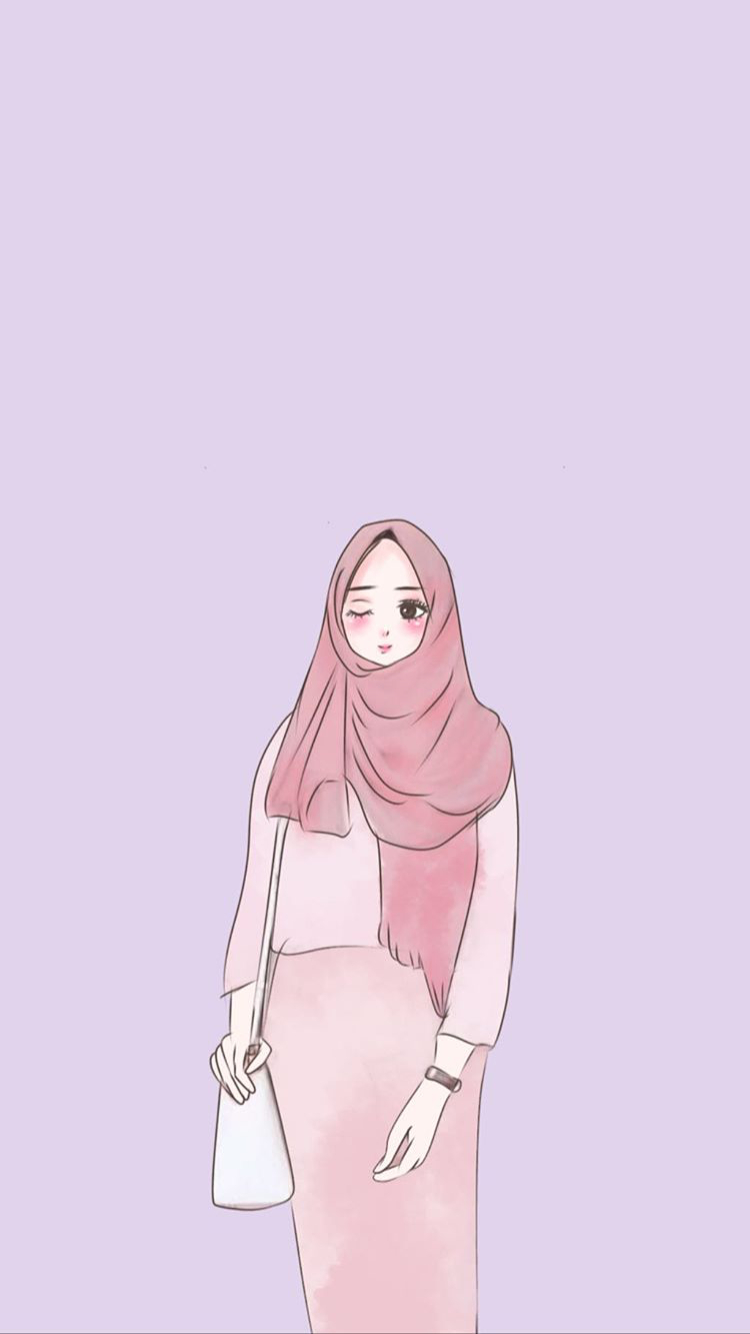 750x1340 Girls Hijab Illustration Aesthetic. Kartun, Ilustrasi karakter, Kartun hijab, Phone