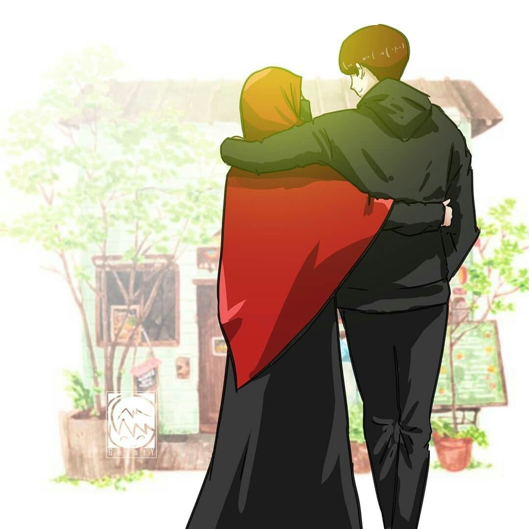 1080x1080 Muslim Couple Cartoon Wallpaper Free Muslim Couple Cartoon, Phone