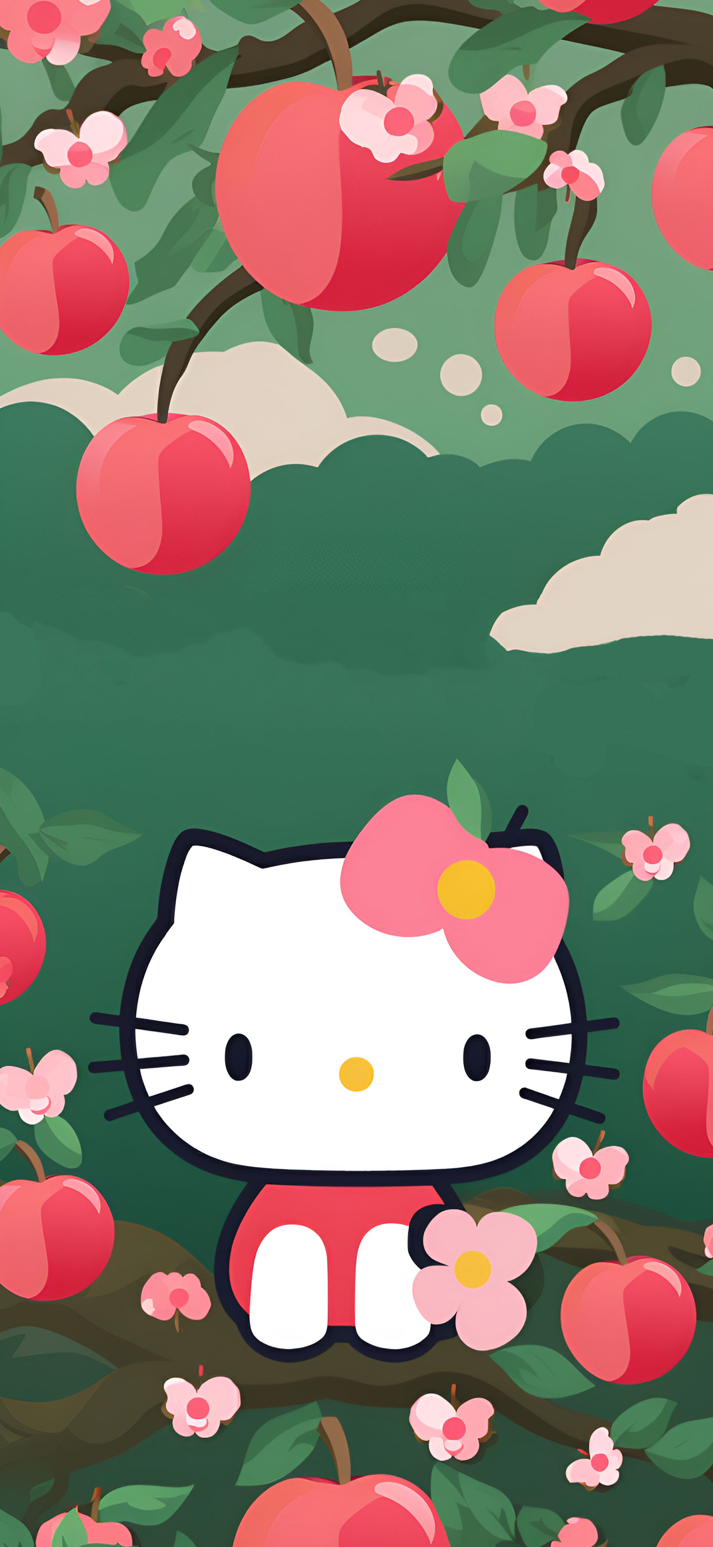 1470x3180 Sanrio Hello Kitty on Apple Tree Wallpaper Kitty Wallpaper, Phone