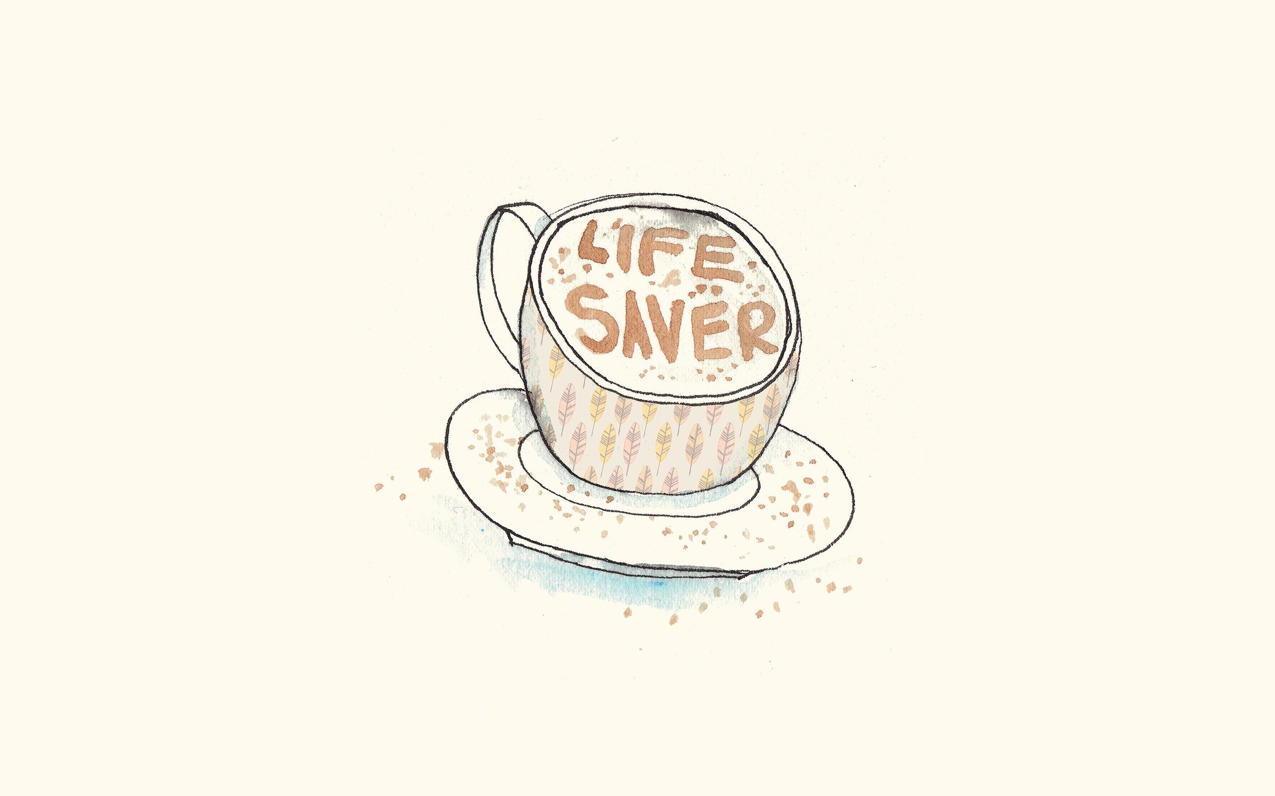 2560x1600 Life Saver Coffee Illustration Cute Wallpaper, Desktop